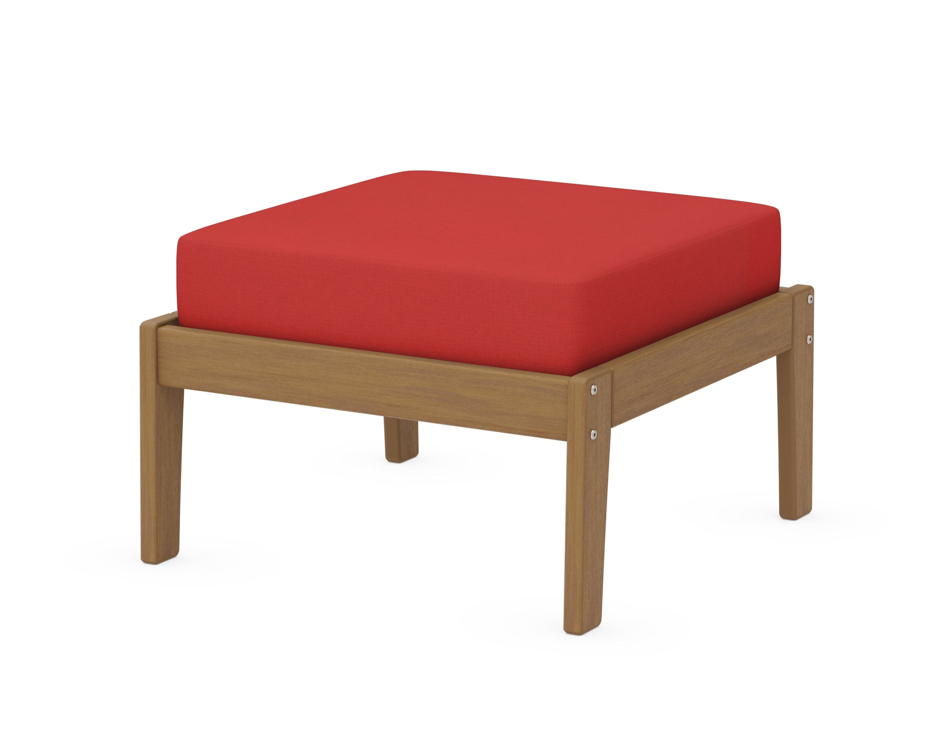 Deep Seating Ottoman in Natural / Crimson Linen