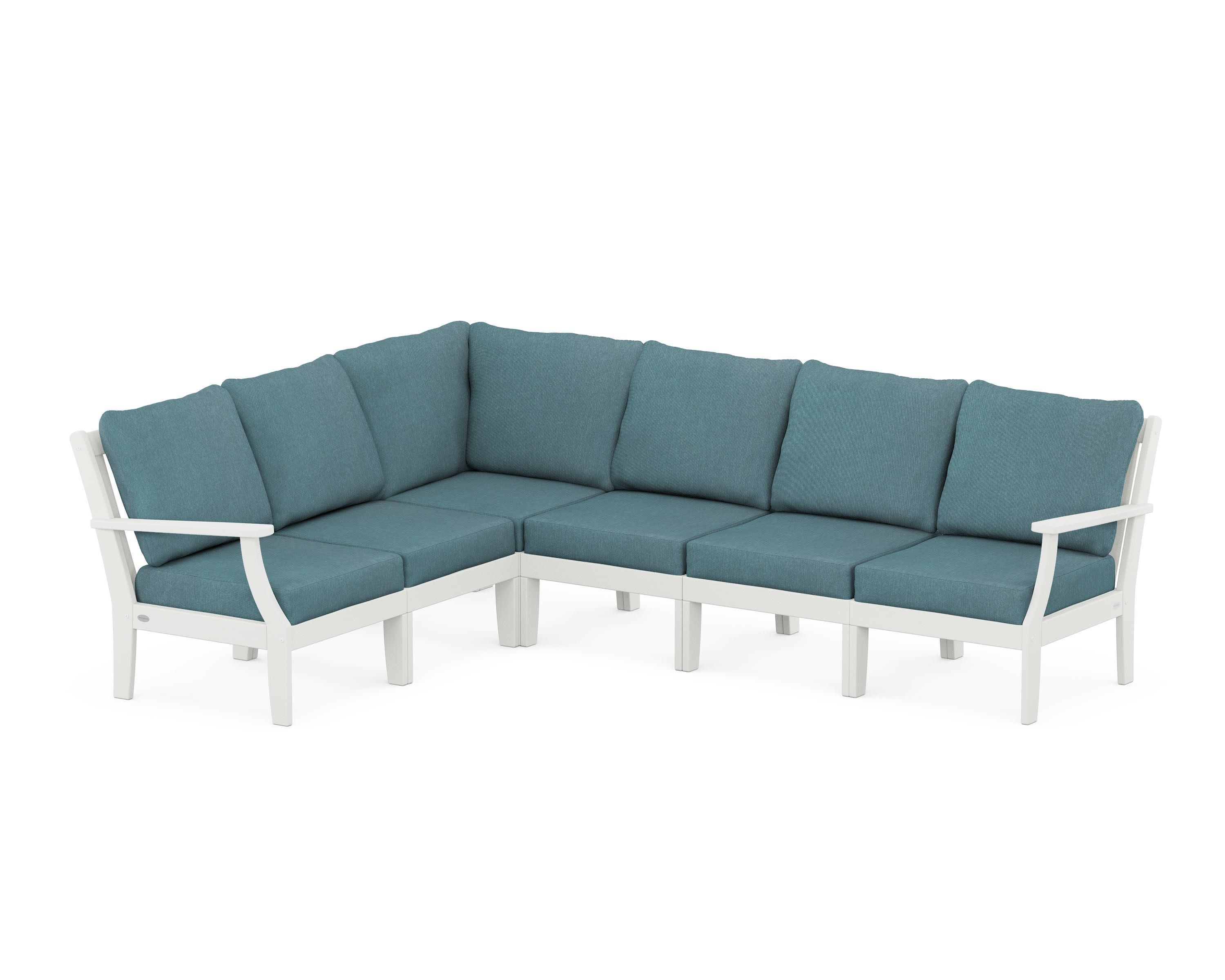 Braxton Modular 6-Piece Deep Seating Set in Vintage White / Ocean Teal