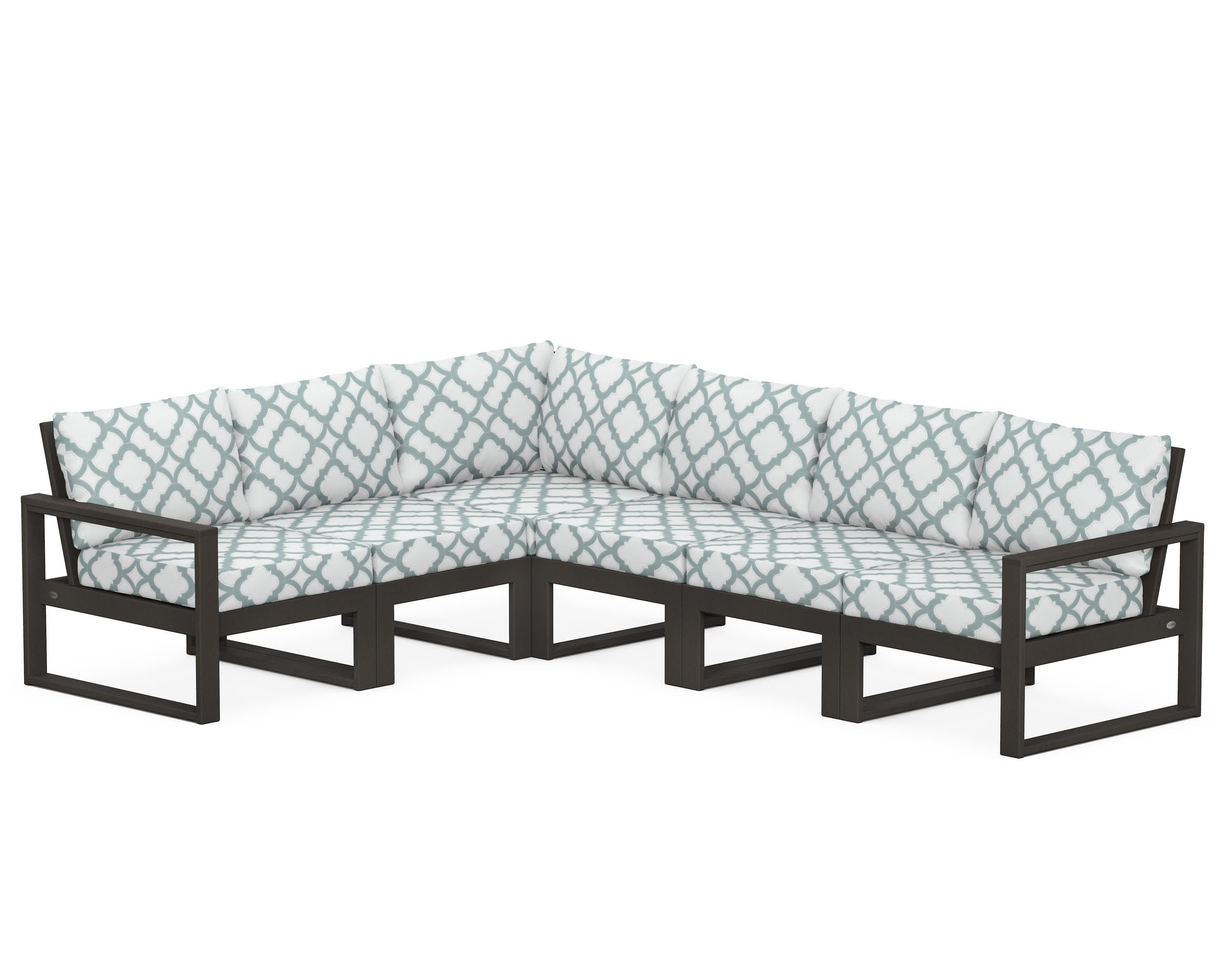 EDGE 6-Piece Modular Deep Seating Set in Vintage Coffee / Trellis Glacier Spa
