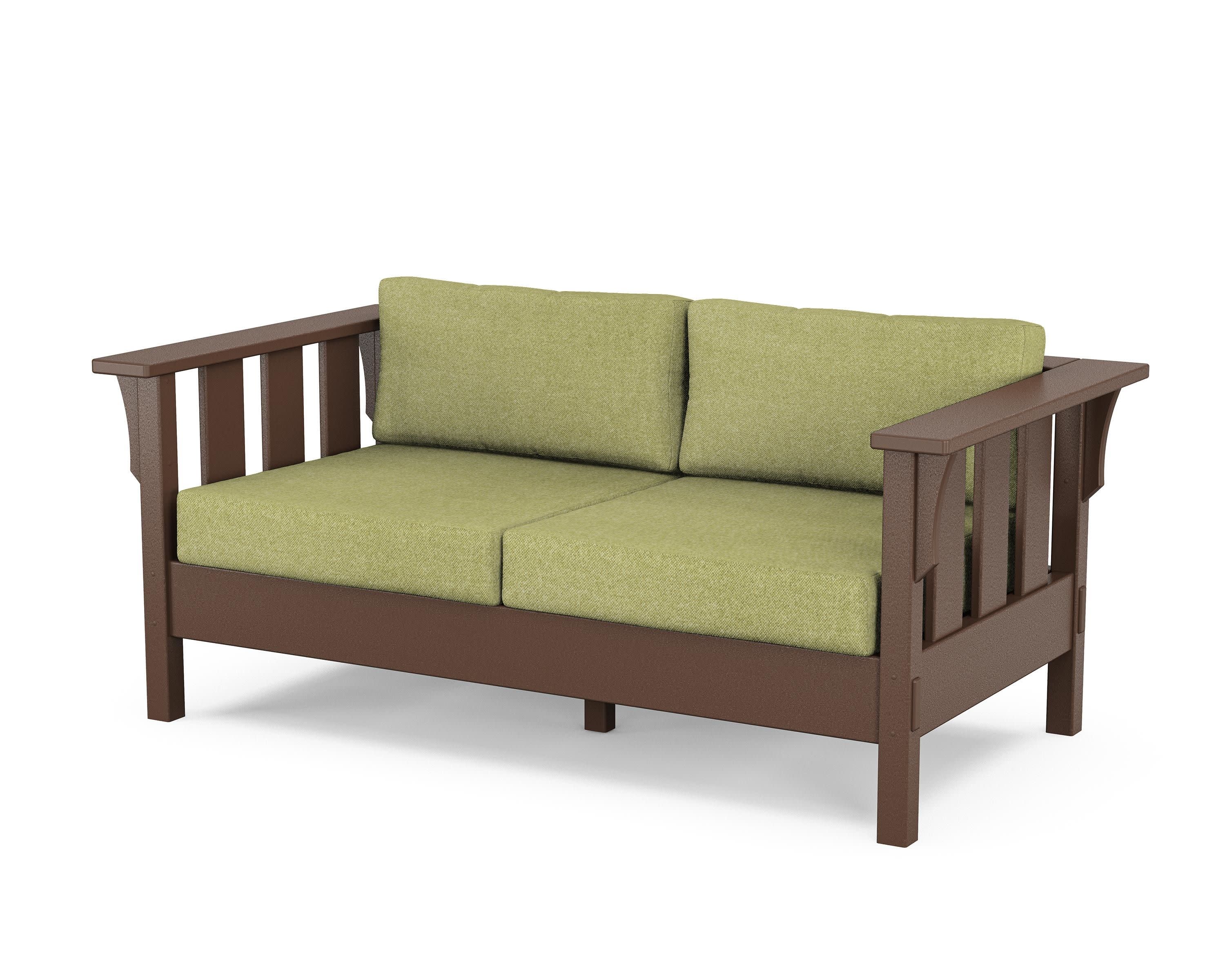 Acadia Deep Seating Loveseat in Mahogany / Chartreuse Boucle