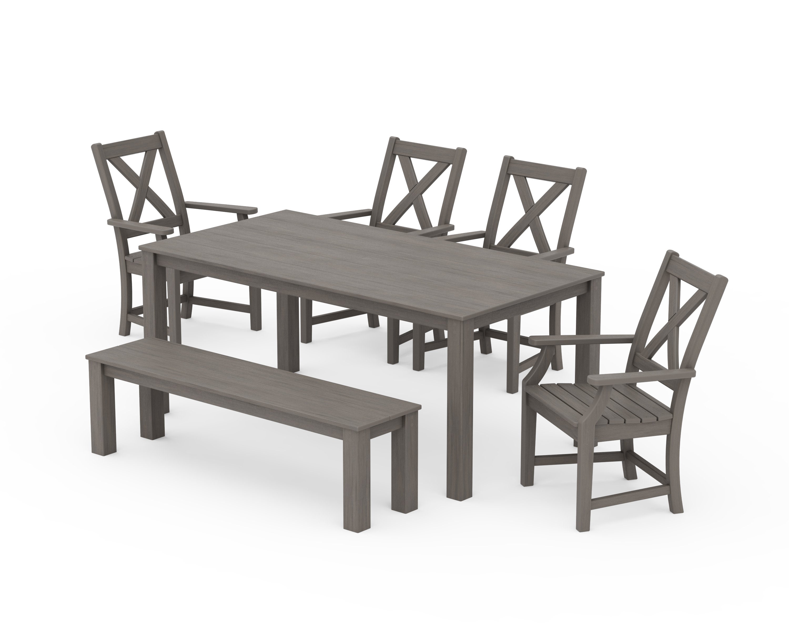 Braxton 6-Piece Parsons Dining Set with Bench in Driftwood