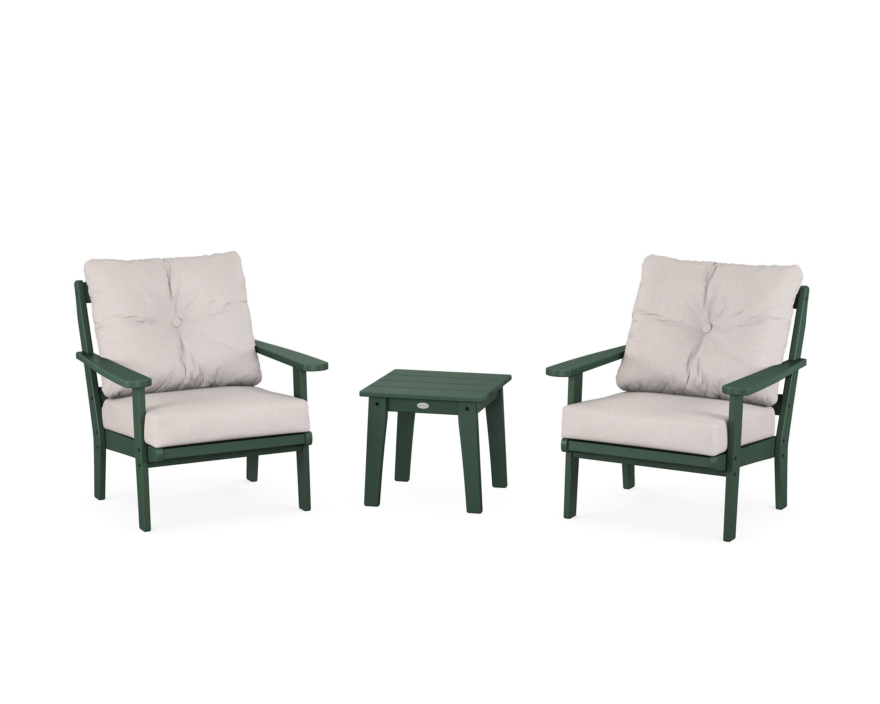 Mission 3-Piece Deep Seating Set in Green / Dune Burlap