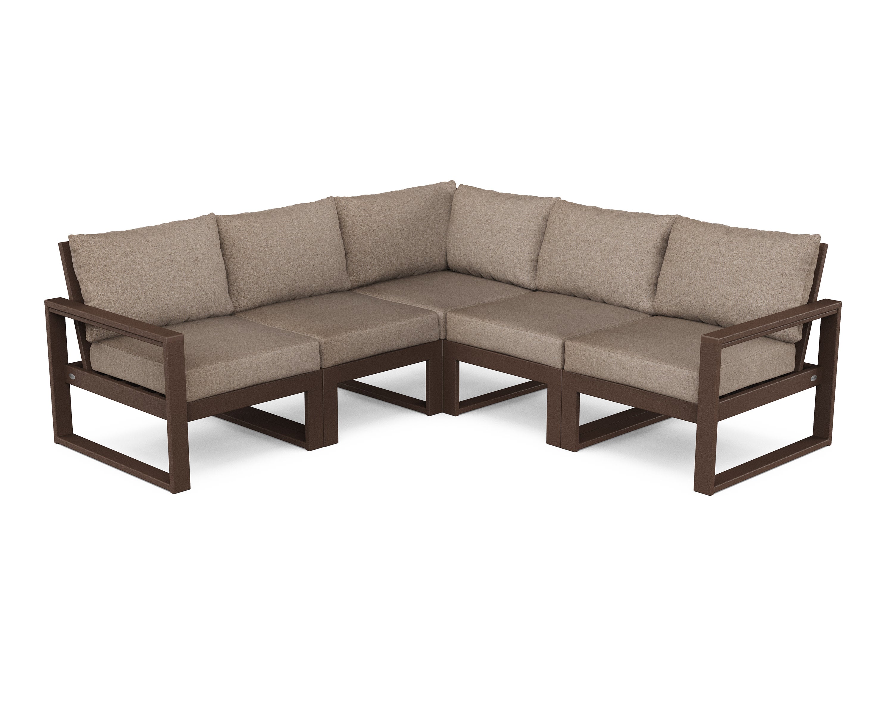 EDGE 5-Piece Modular Deep Seating Set in Mahogany / Spiced Burlap
