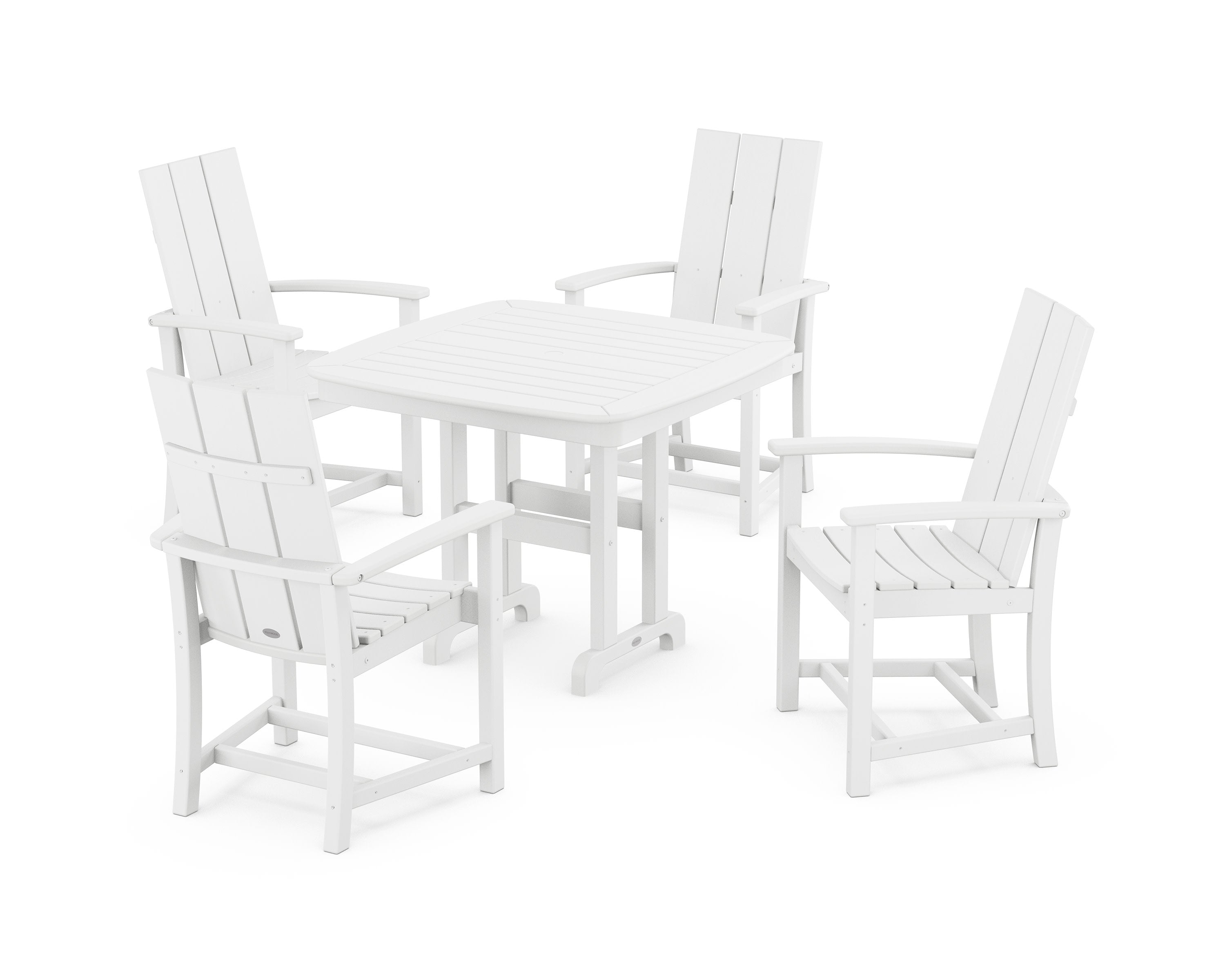 Modern Adirondack 5-Piece Dining Set in White