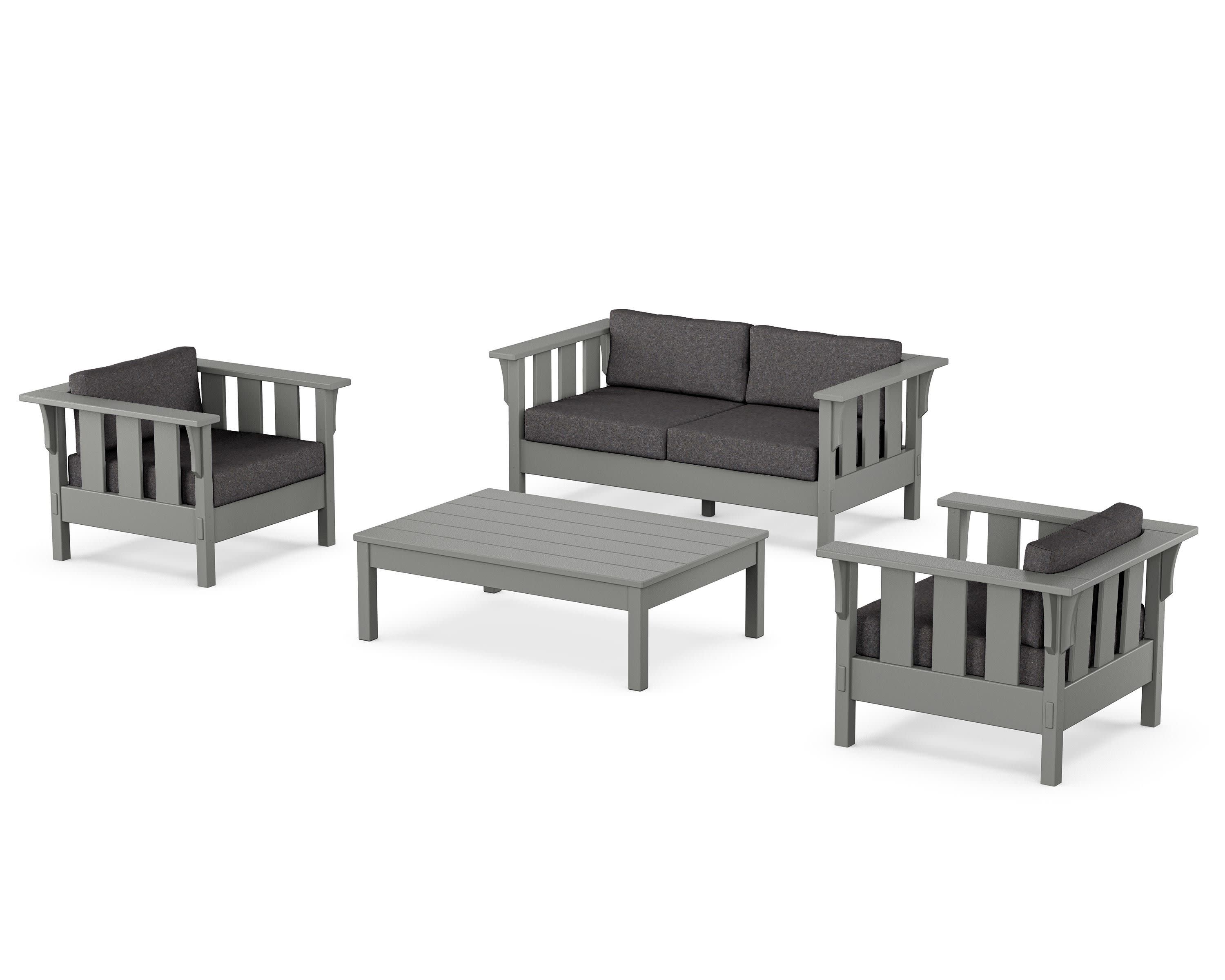 Acadia 4-Piece Deep Seating Set with Loveseat in Slate Grey / Ash Charcoal