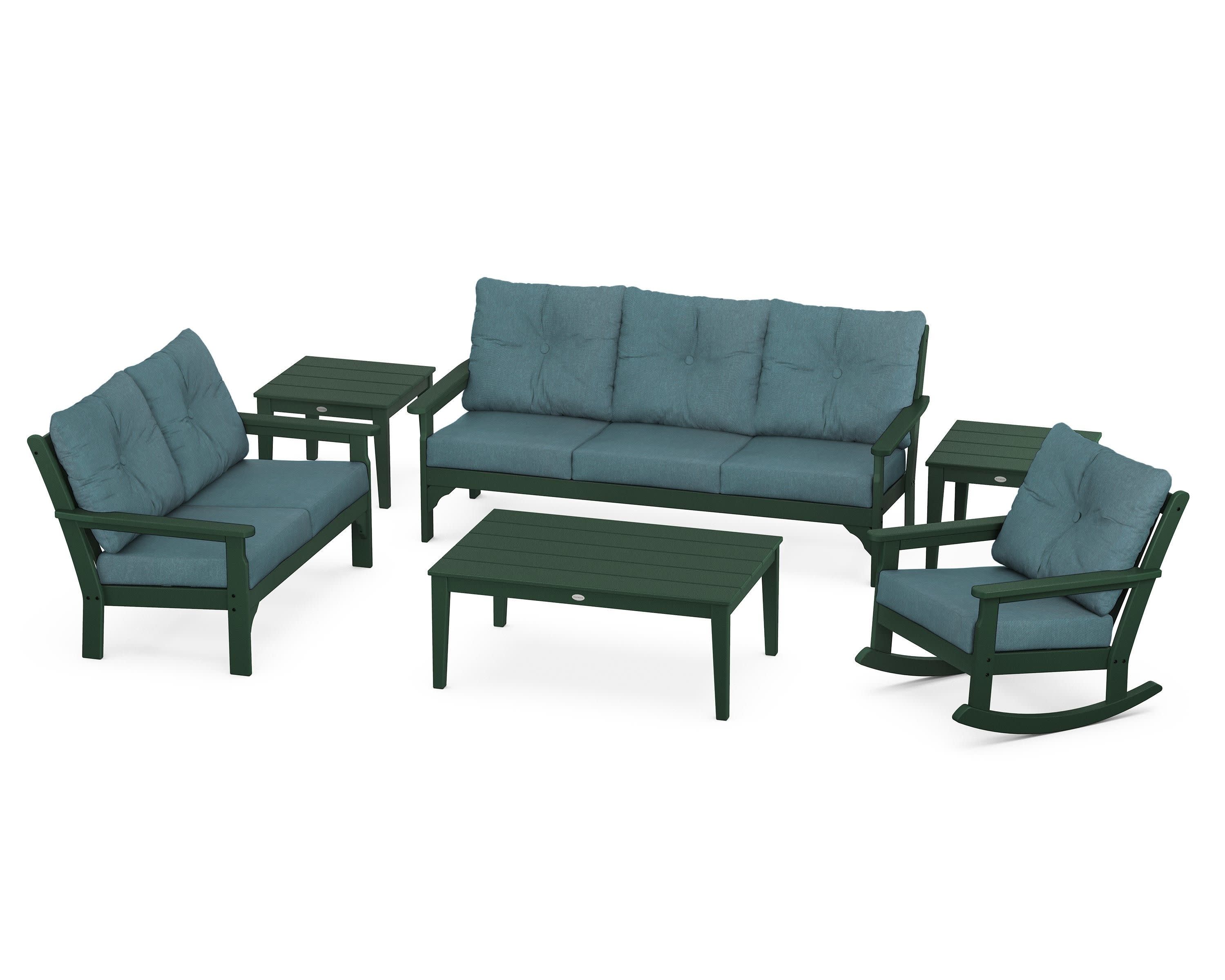 Vineyard 6-Piece Deep Seating Set in Green / Ocean Teal
