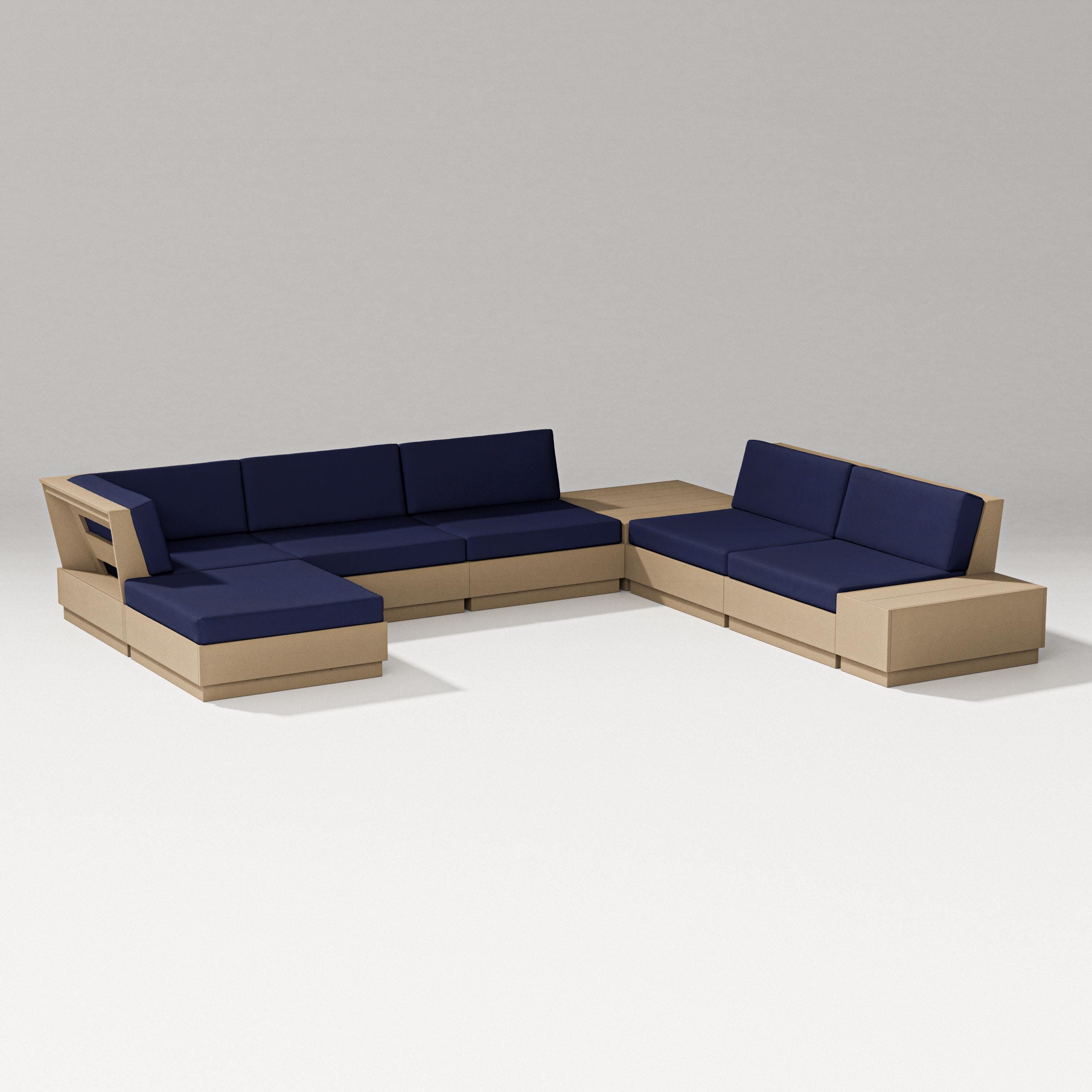 Elevate 8-Piece Corner Sectional in Vintage Sahara / Navy