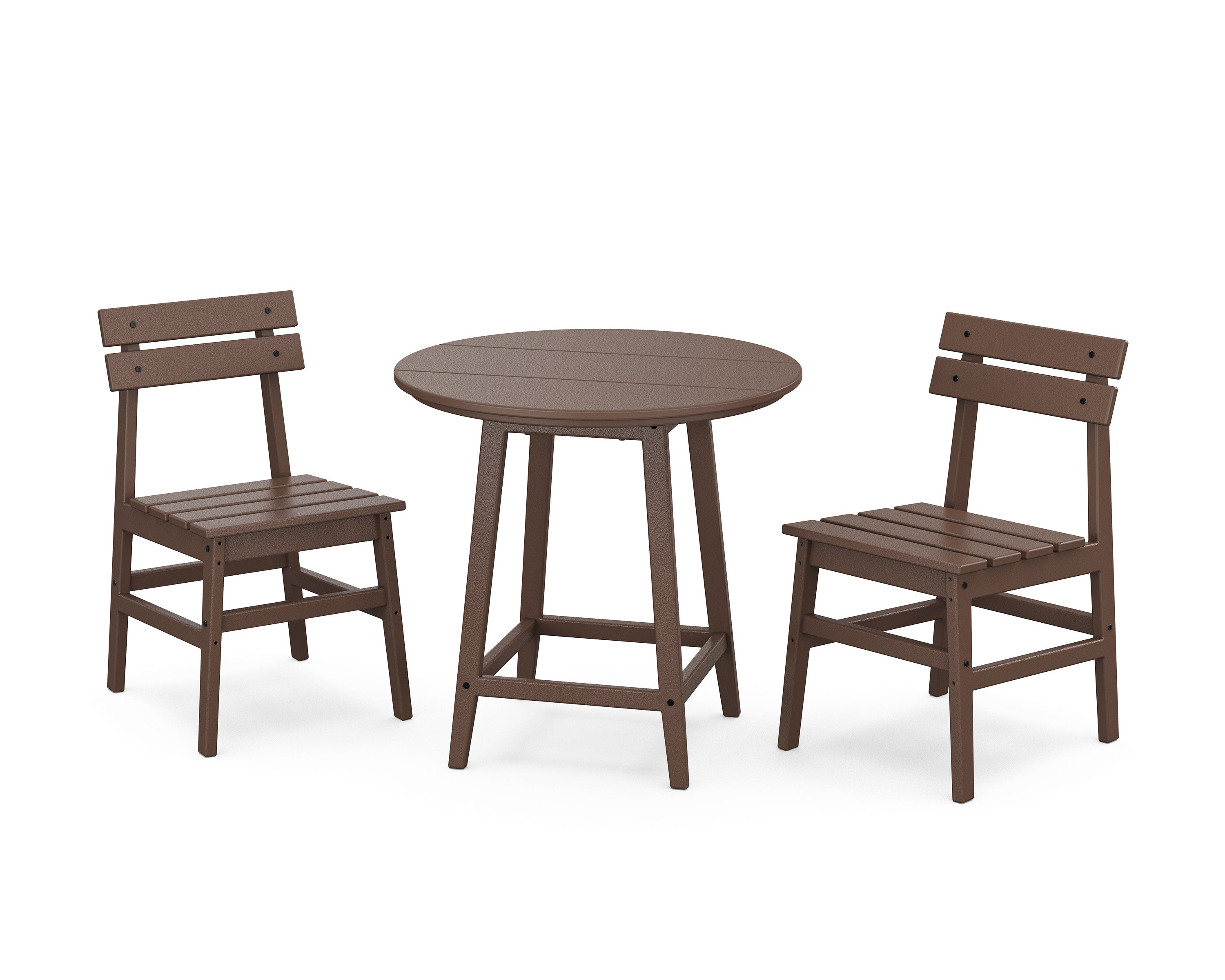 Modern Studio Plaza Chair 3-Piece Round Bistro Dining Set in Mahogany