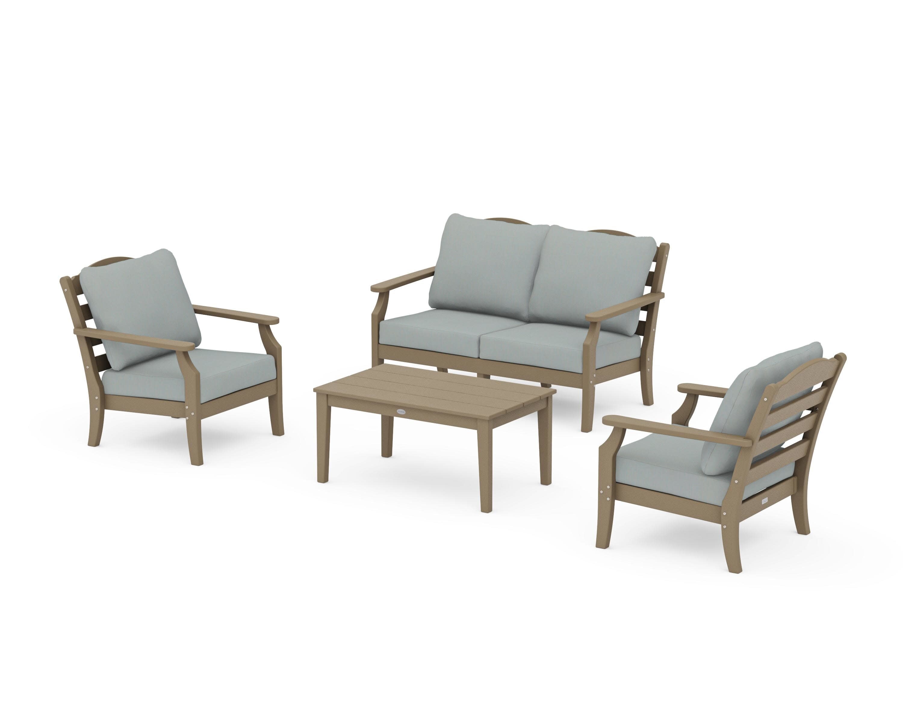 Savannah 4-Piece Deep Seating Set with Loveseat in Vintage Sahara / Spa