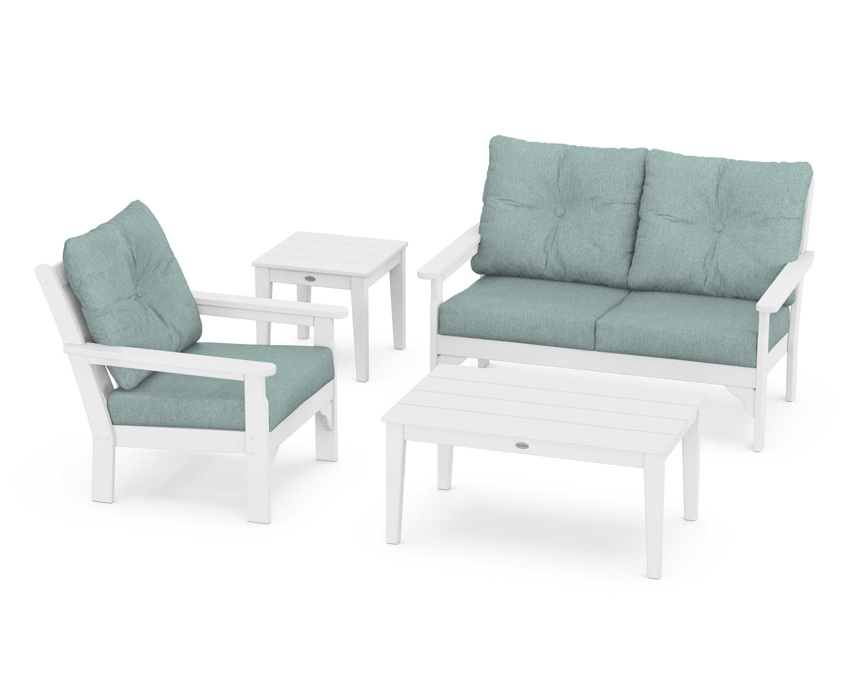 Vineyard 4-Piece Deep Seating Set in White / Glacier Spa