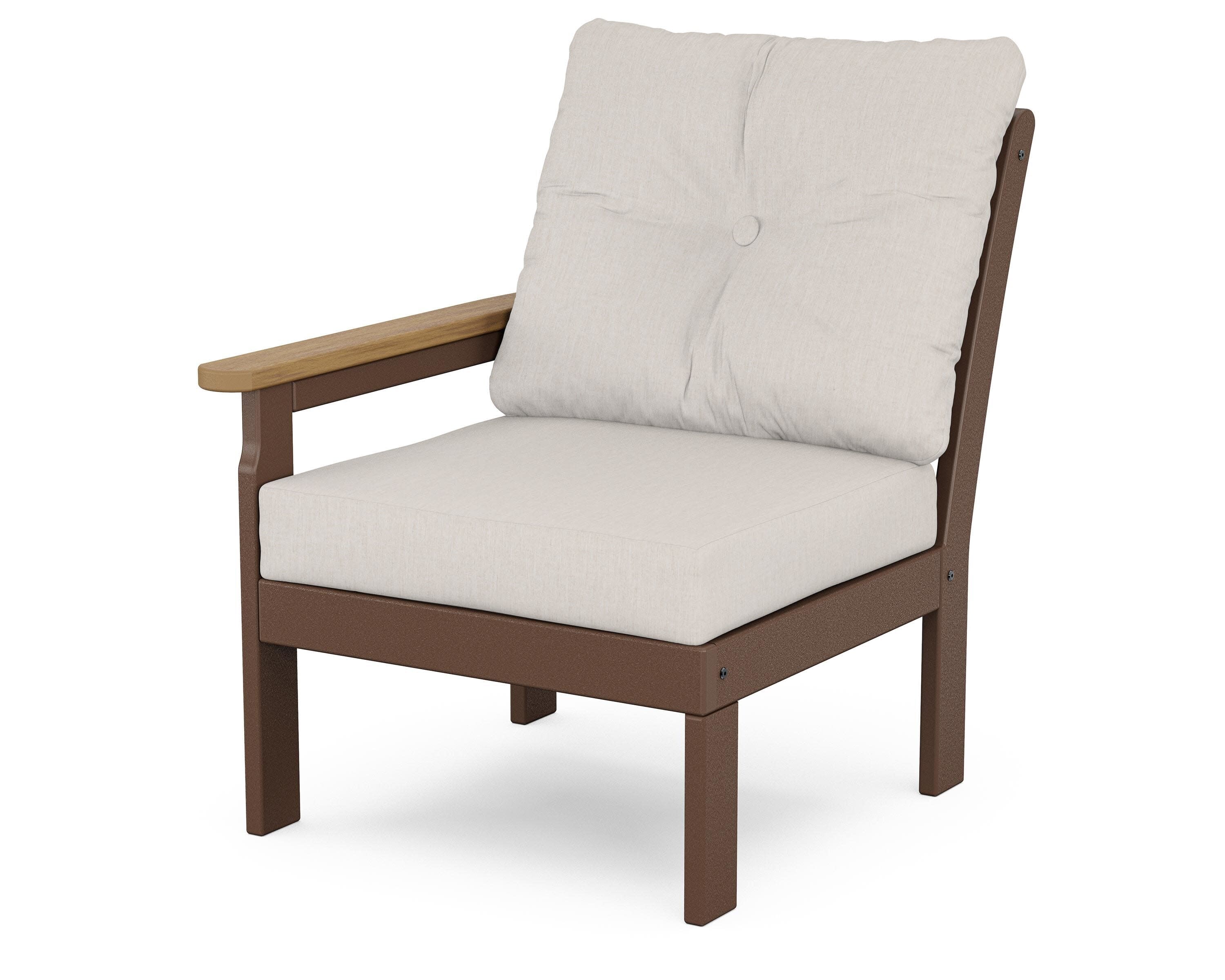 Vineyard Modular Left Arm Chair in Mahogany / Natural / Cast Ash
