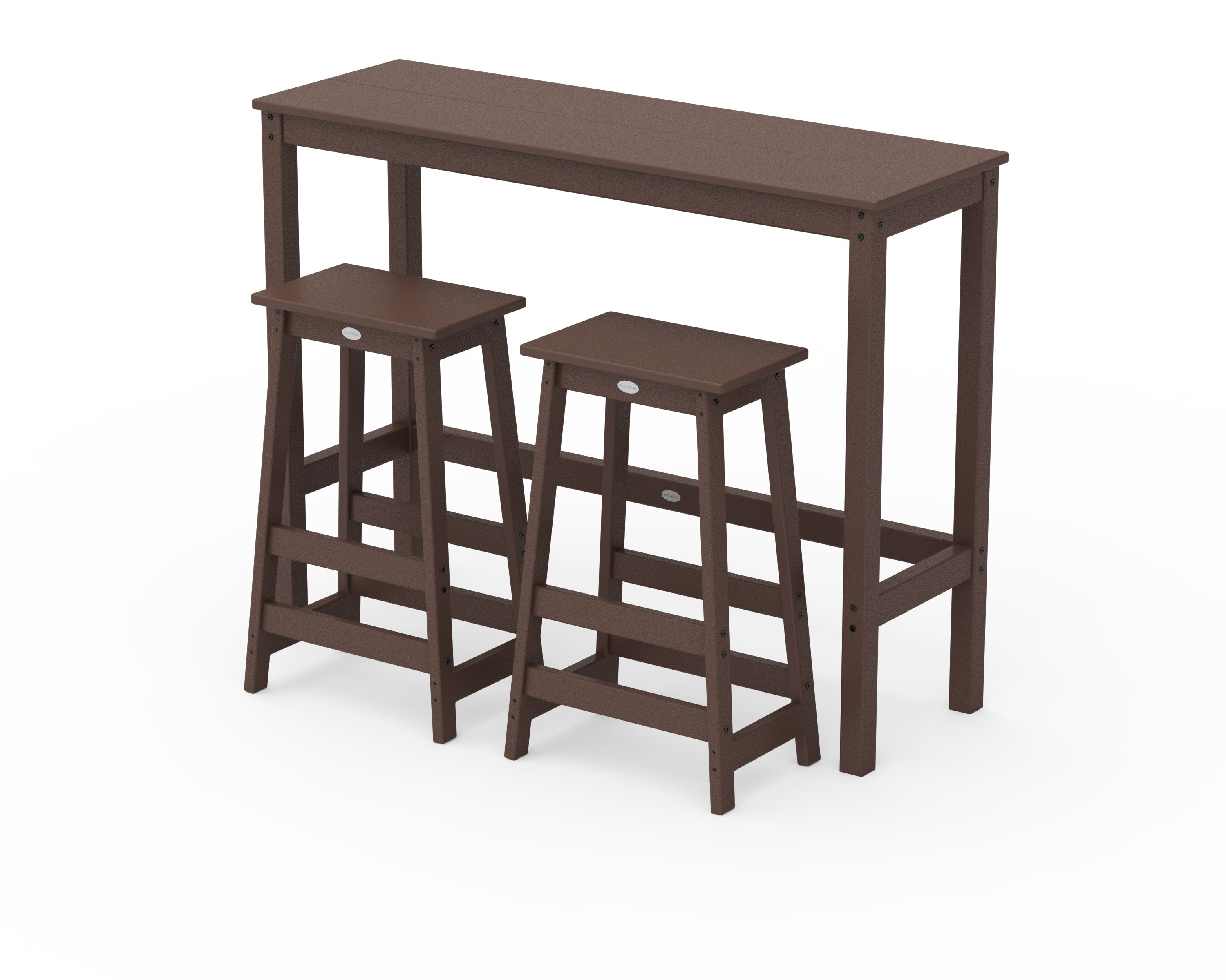 Modern Studio Stool 3-Piece Bar Balcony Set in Mahogany