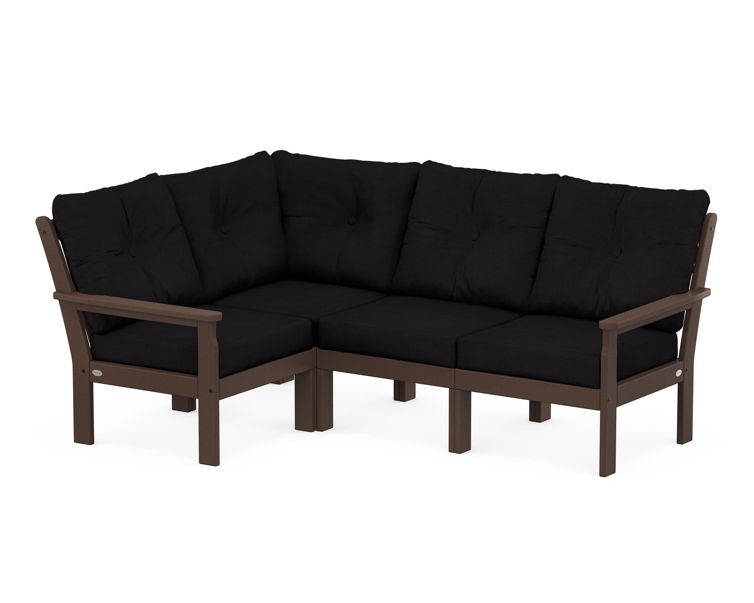 Vineyard 4-Piece Sectional in Mahogany / Midnight Linen