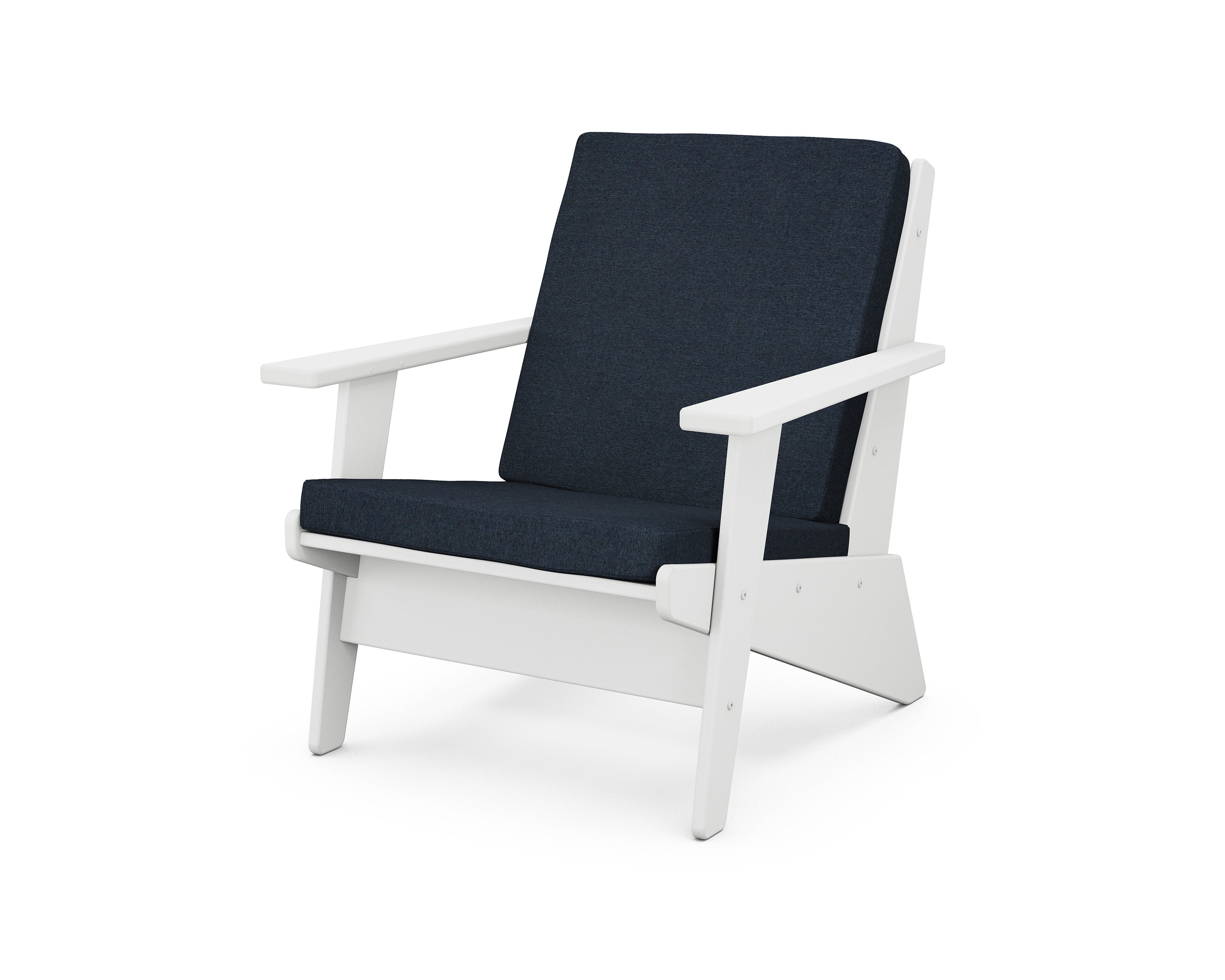 Riviera Modern Lounge Chair in White / Marine Indigo