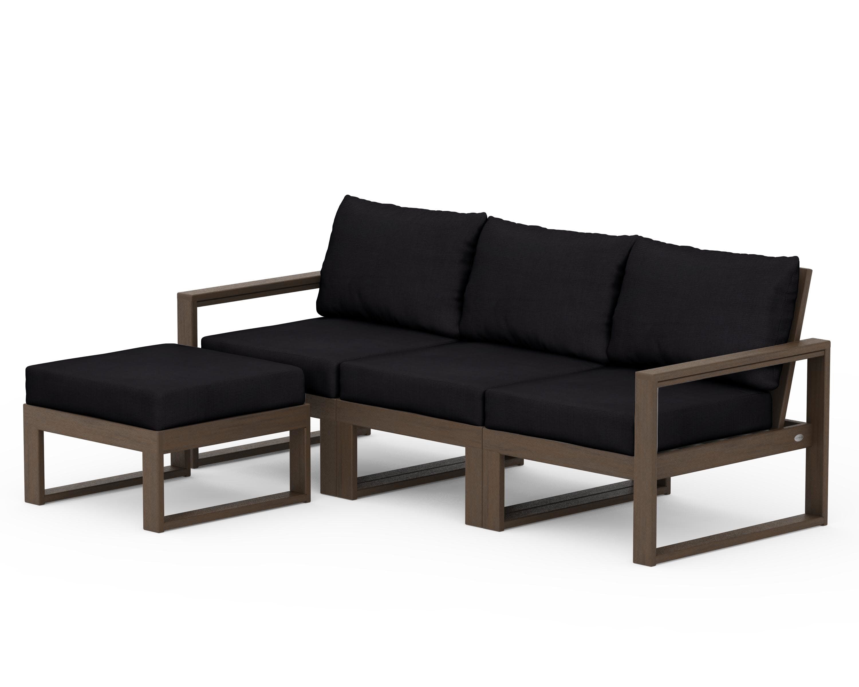 EDGE 4-Piece Modular Deep Seating Set with Ottoman in Kona / Midnight Linen