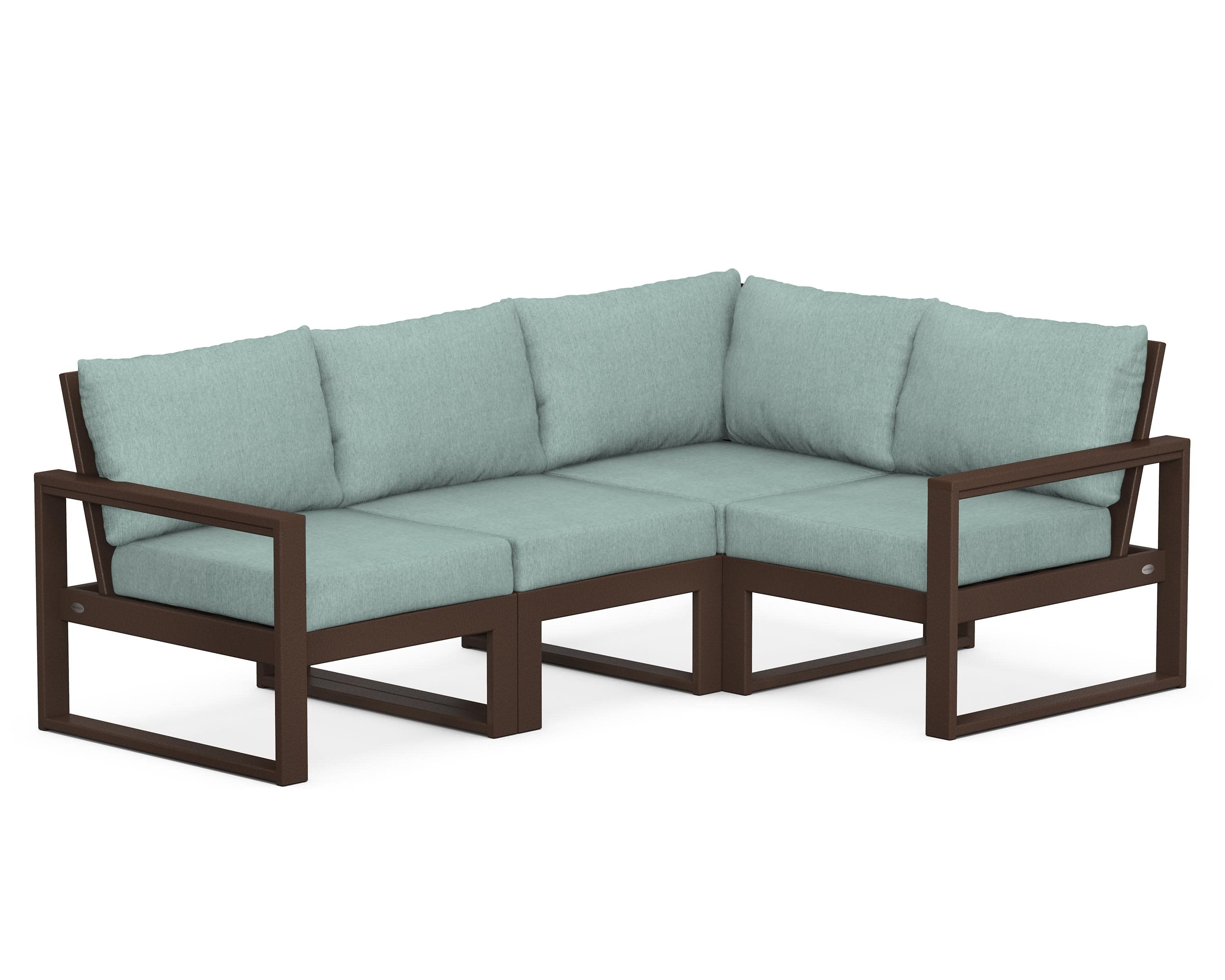 EDGE 4-Piece Modular Deep Seating Set in Mahogany / Glacier Spa