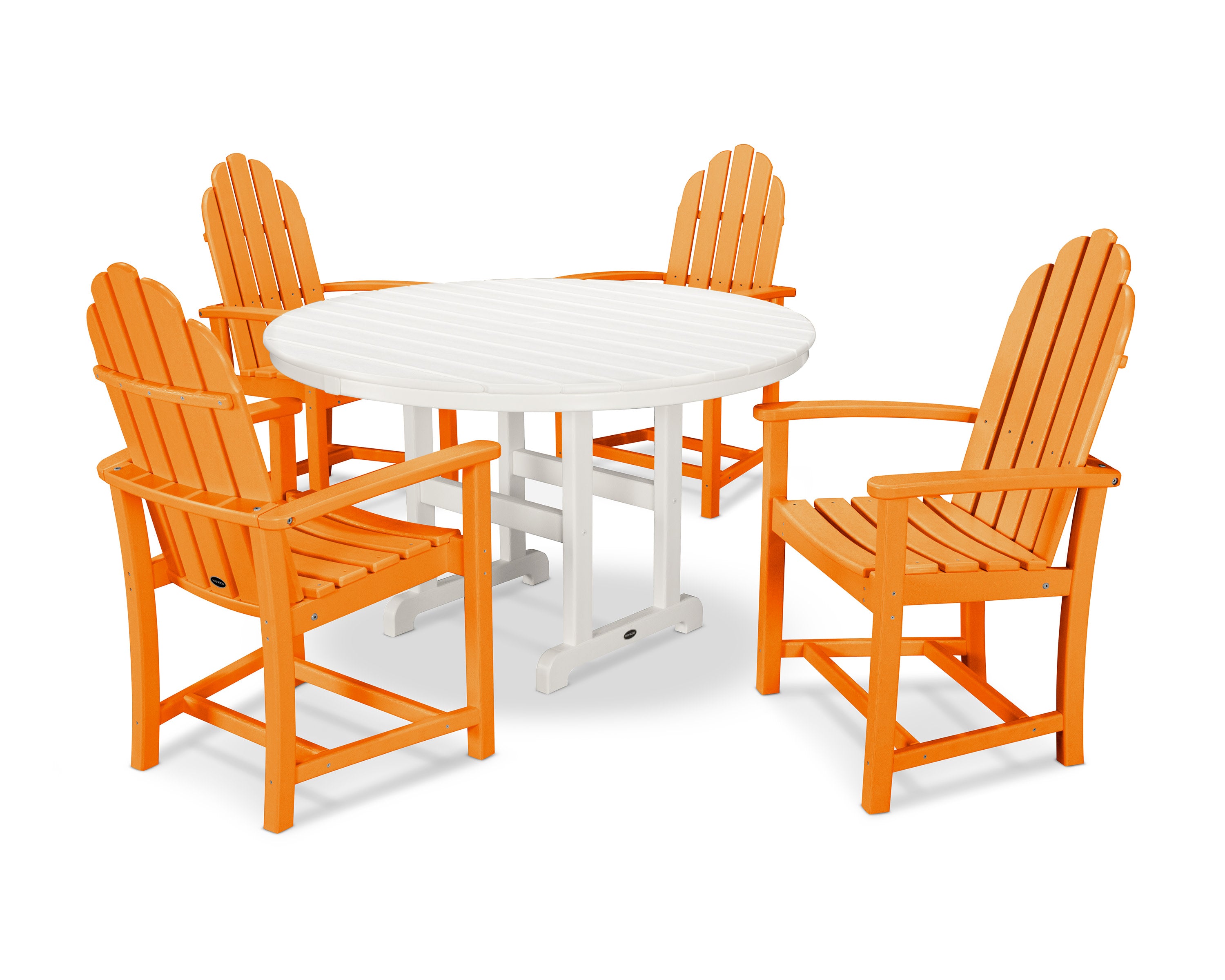 Classic Adirondack 5-Piece Round Farmhouse Dining Set in Tangerine / White