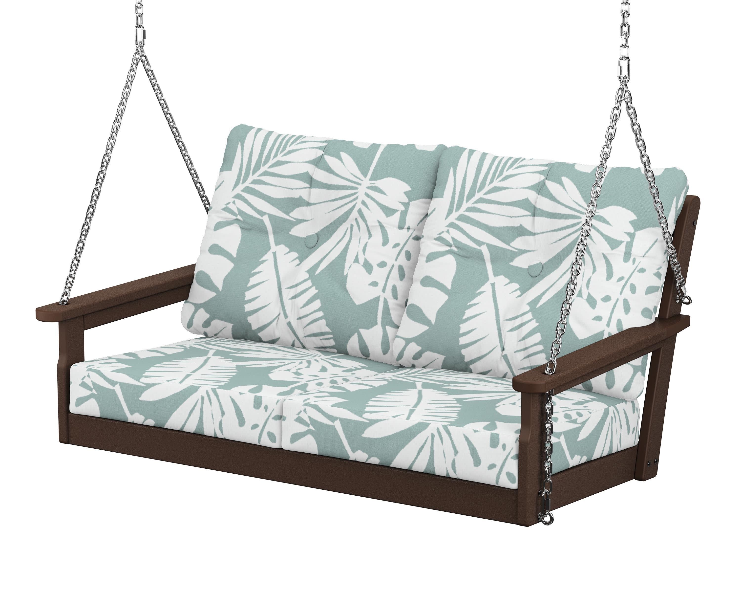 Vineyard Deep Seating Swing in Mahogany / Leaf Glacier Spa