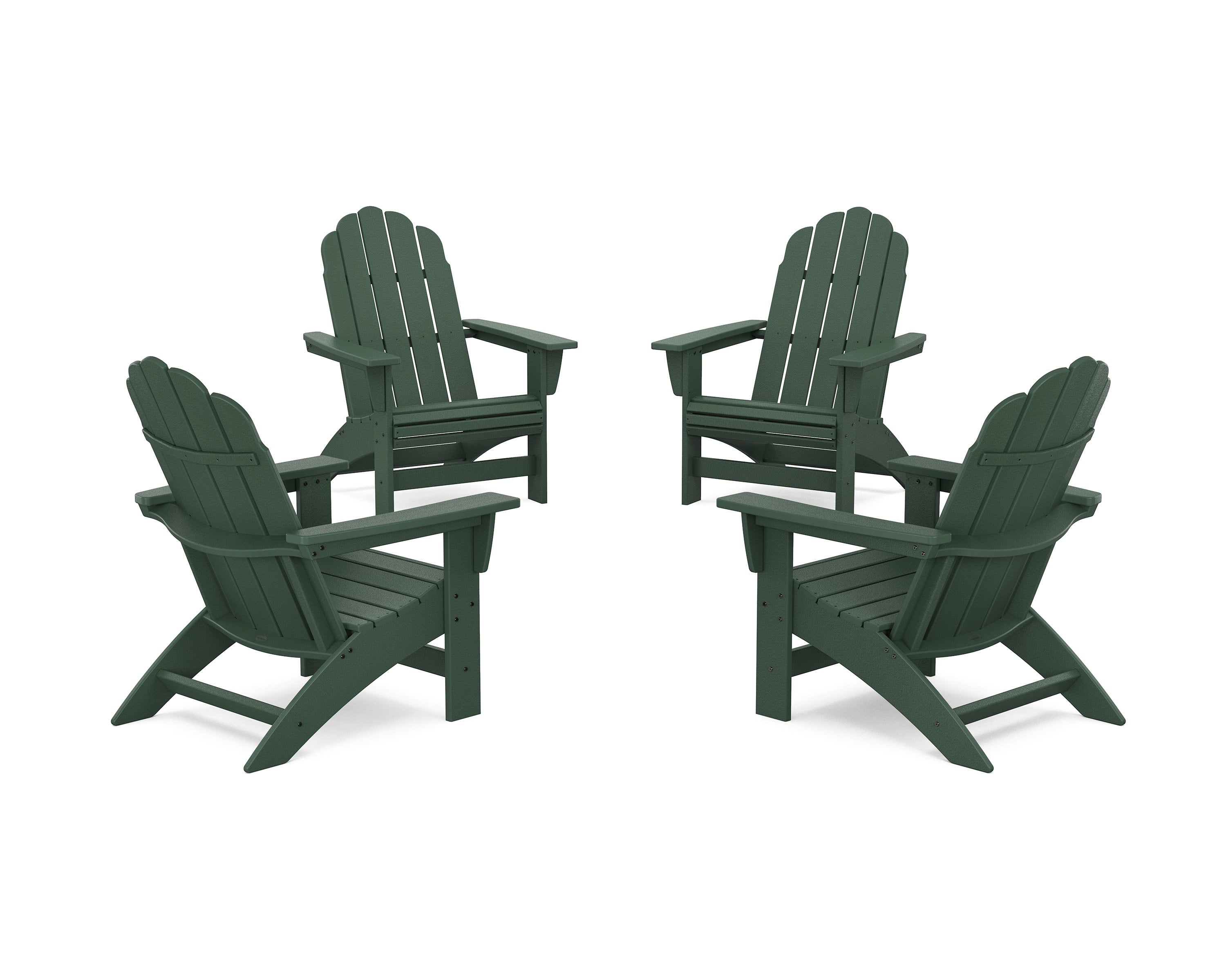 4-Piece Vineyard Grand Adirondack Chair Conversation Set in Green