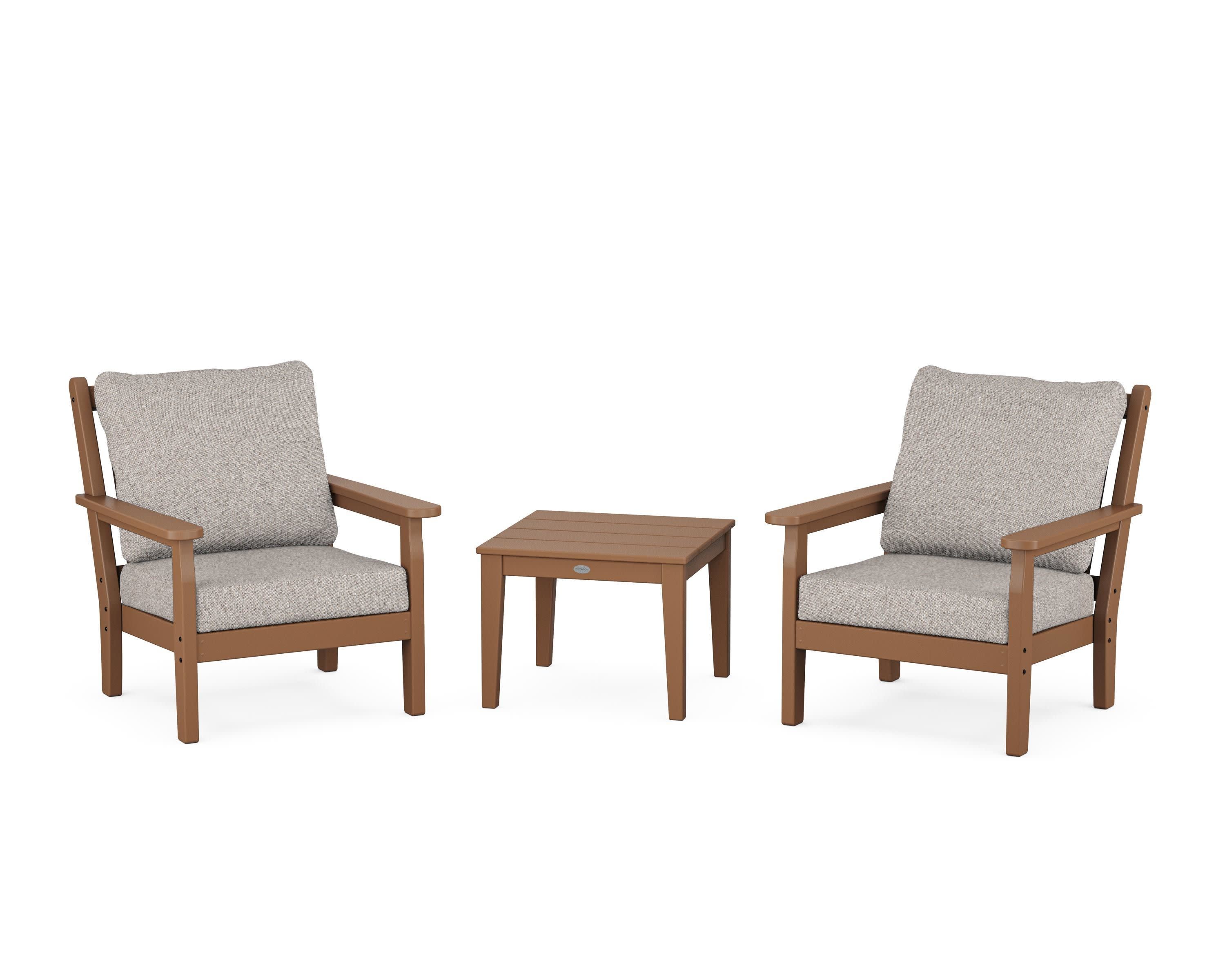 Chippendale 3-Piece Deep Seating Set in Teak / Weathered Tweed