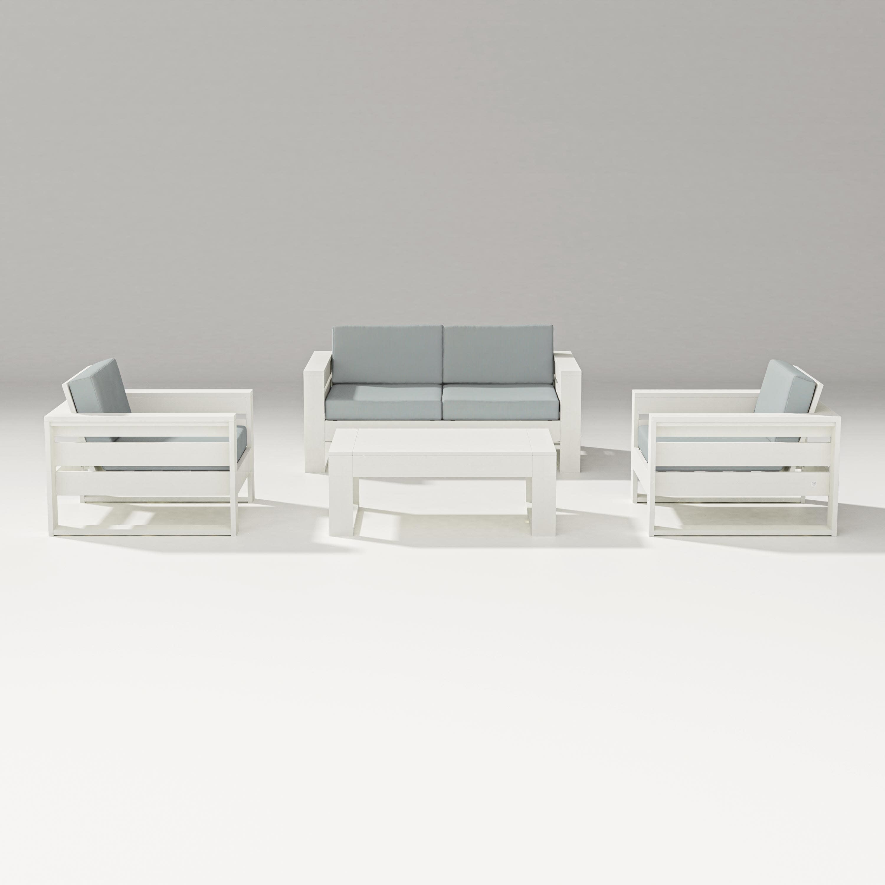 Latitude 4-Piece Lounge Loveseat Set in Vintage White / Spa