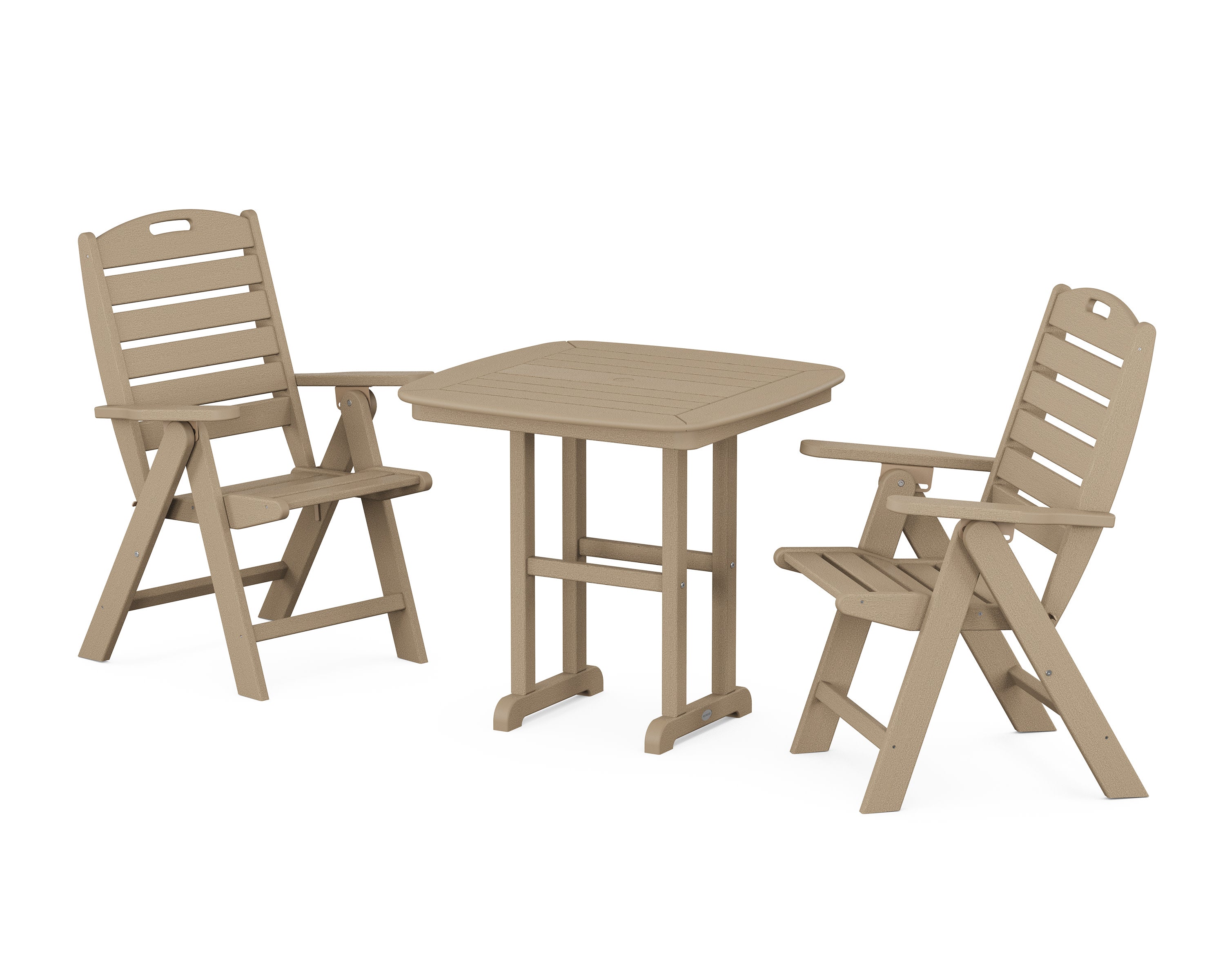 Nautical Folding Highback Chair 3-Piece Dining Set in Vintage Sahara
