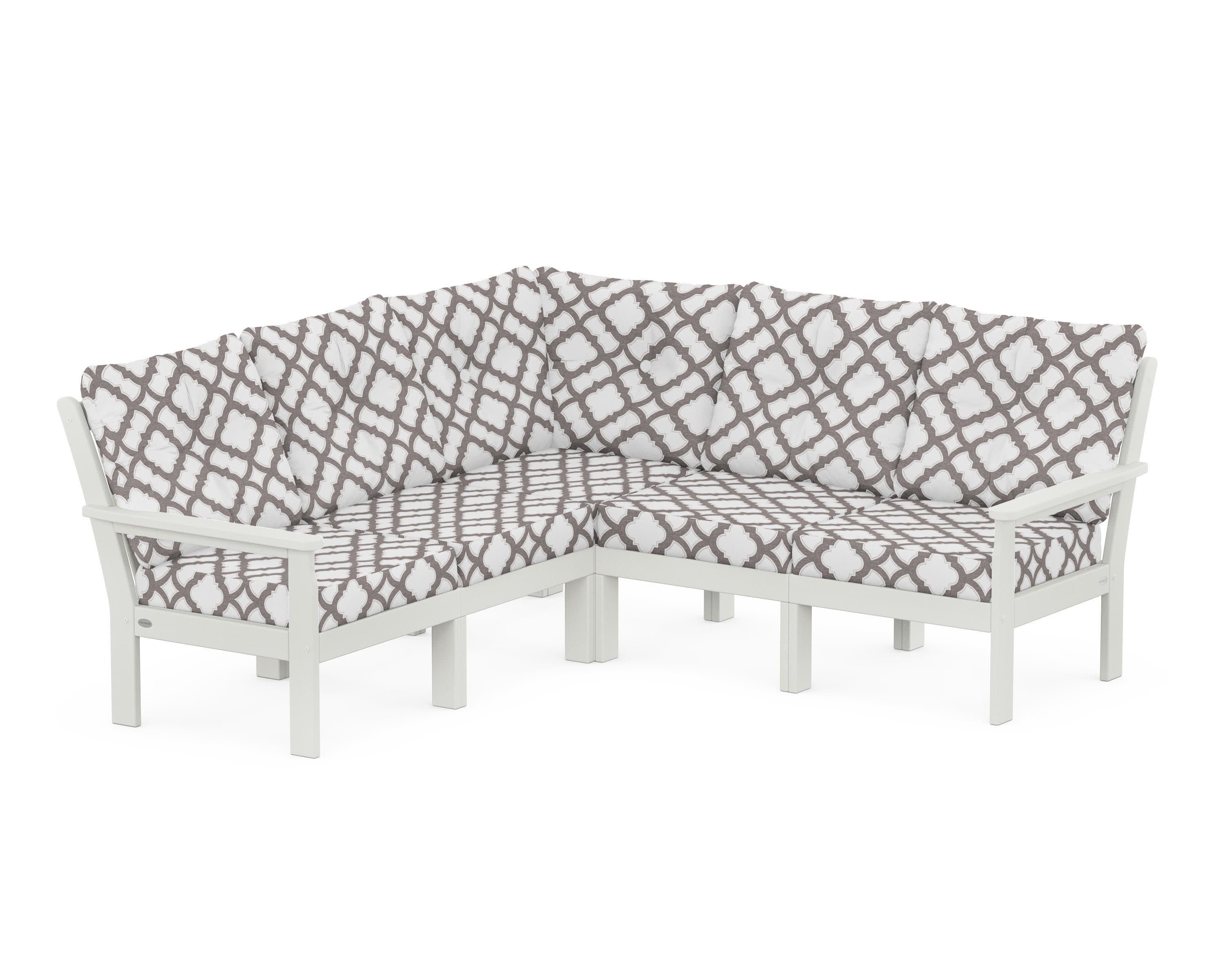 Vineyard 5-Piece Sectional in Vintage White / Trellis Grey Mist