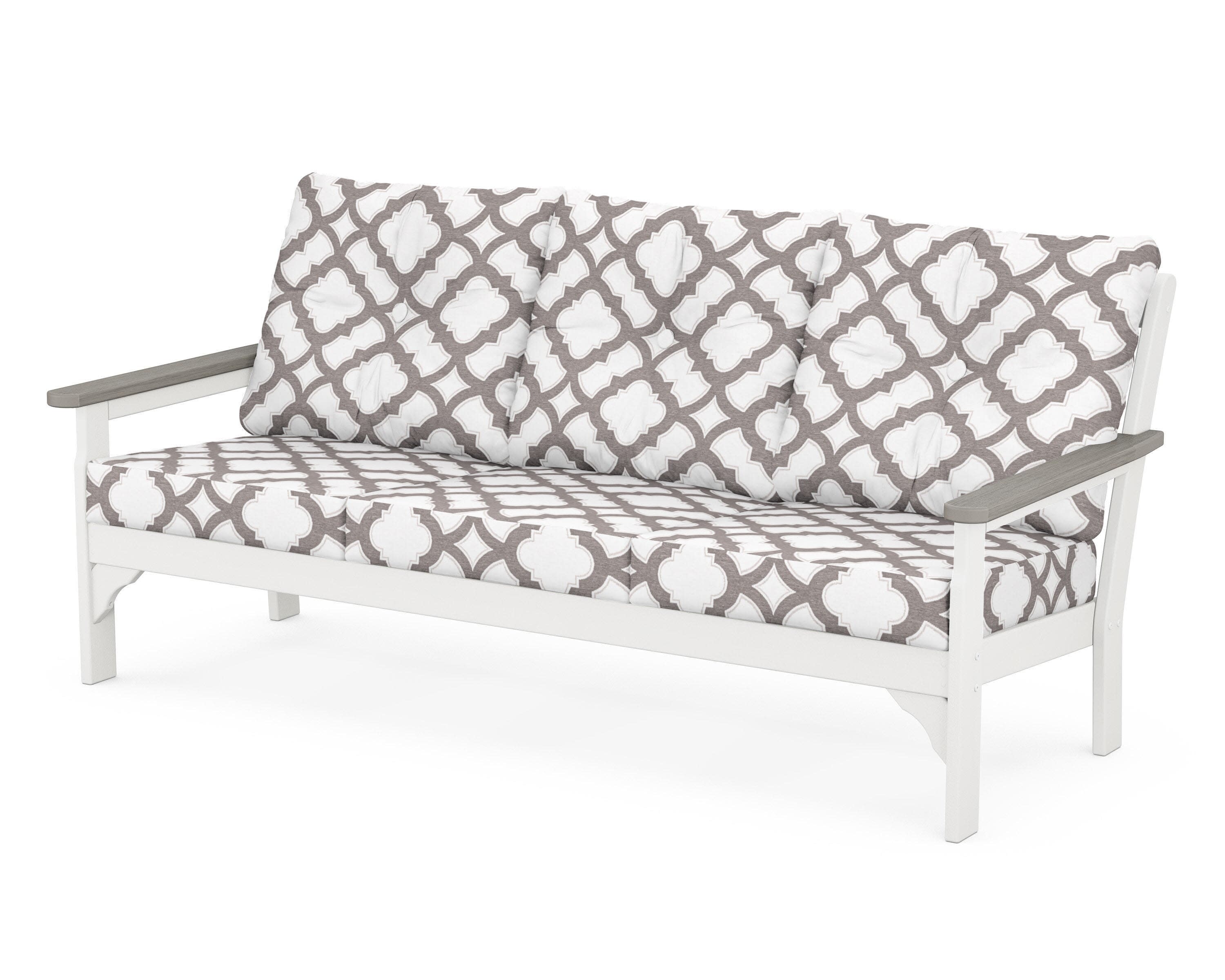 Vineyard Deep Seating Sofa in White / Driftwood / Trellis Grey Mist