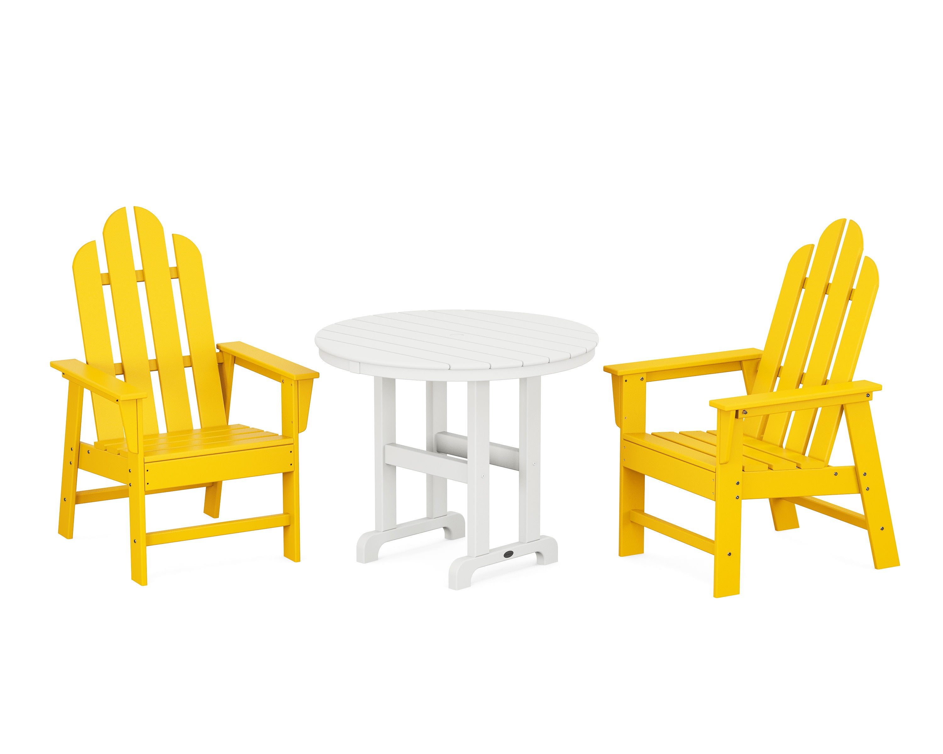 Long Island 3-Piece Round Dining Set in Lemon / White