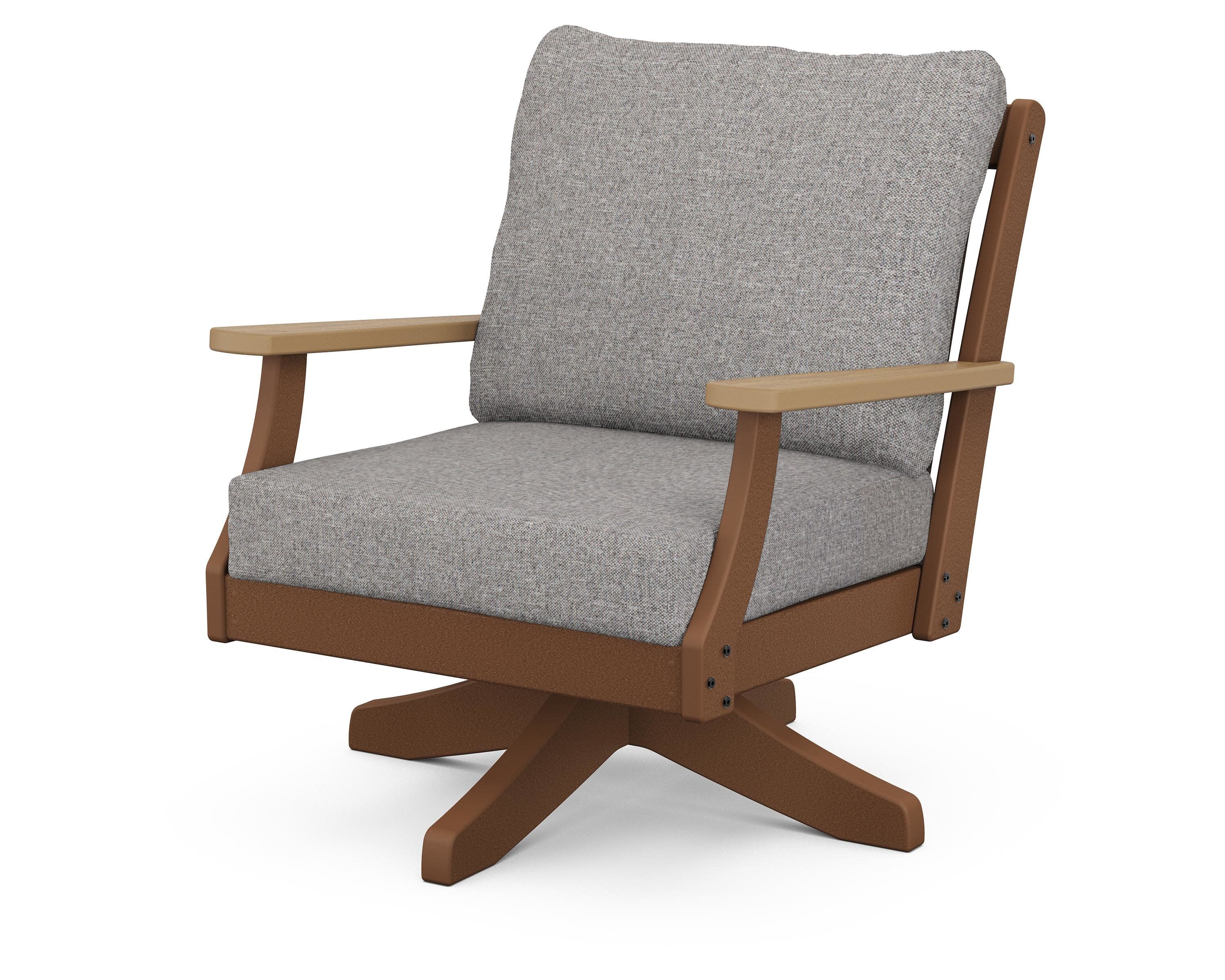 Braxton Deep Seating Swivel Chair in Teak / Natural / Grey Mist