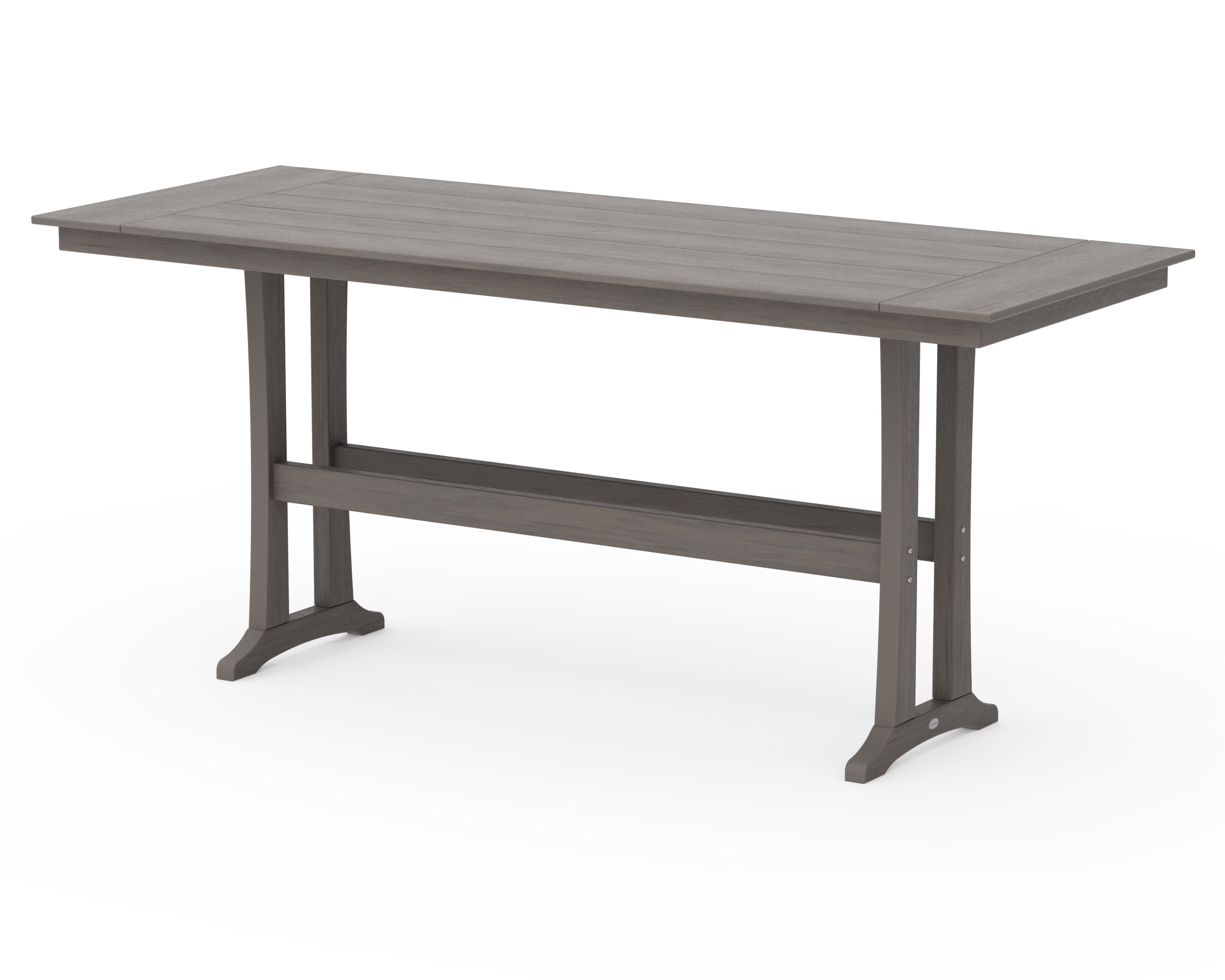 Farmhouse Trestle 38" x 96" Bar Table in Driftwood