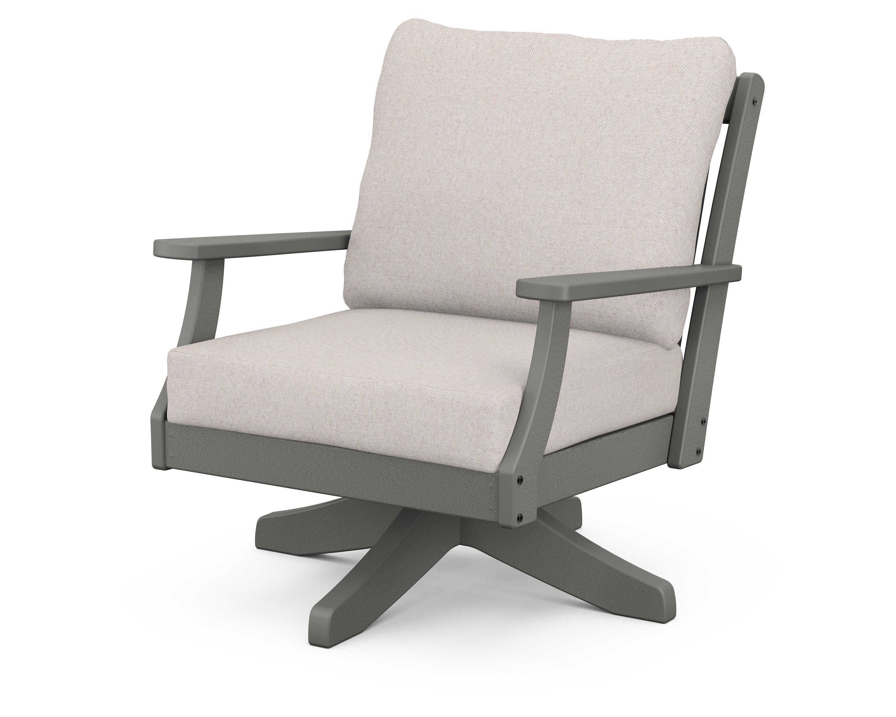 Braxton Deep Seating Swivel Chair in Slate Grey / Dune Burlap