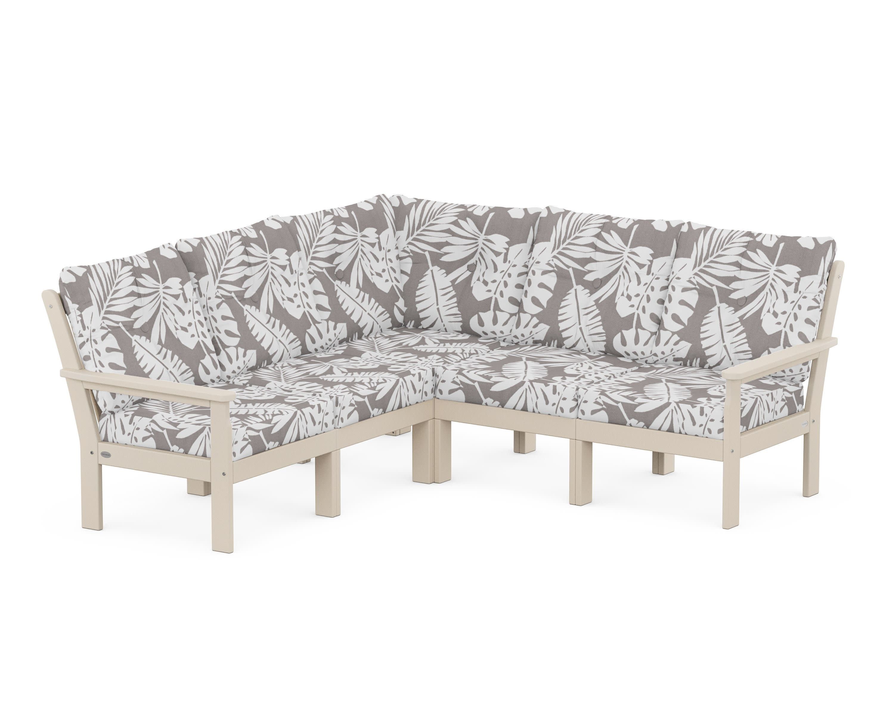 Vineyard 5-Piece Sectional in Sand / Leaf Grey Mist