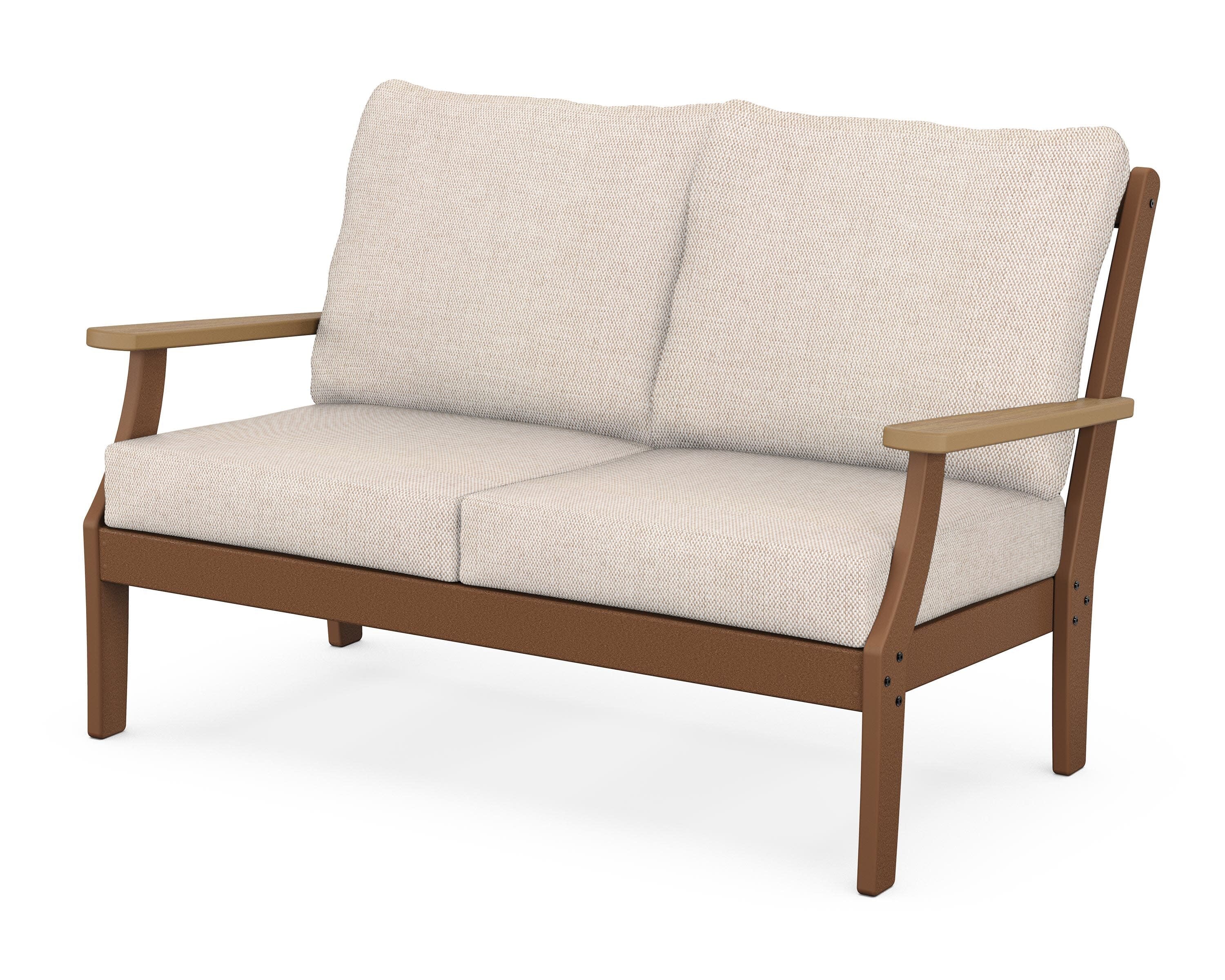 Braxton Deep Seating Loveseat in Teak / Natural / Blend Linen