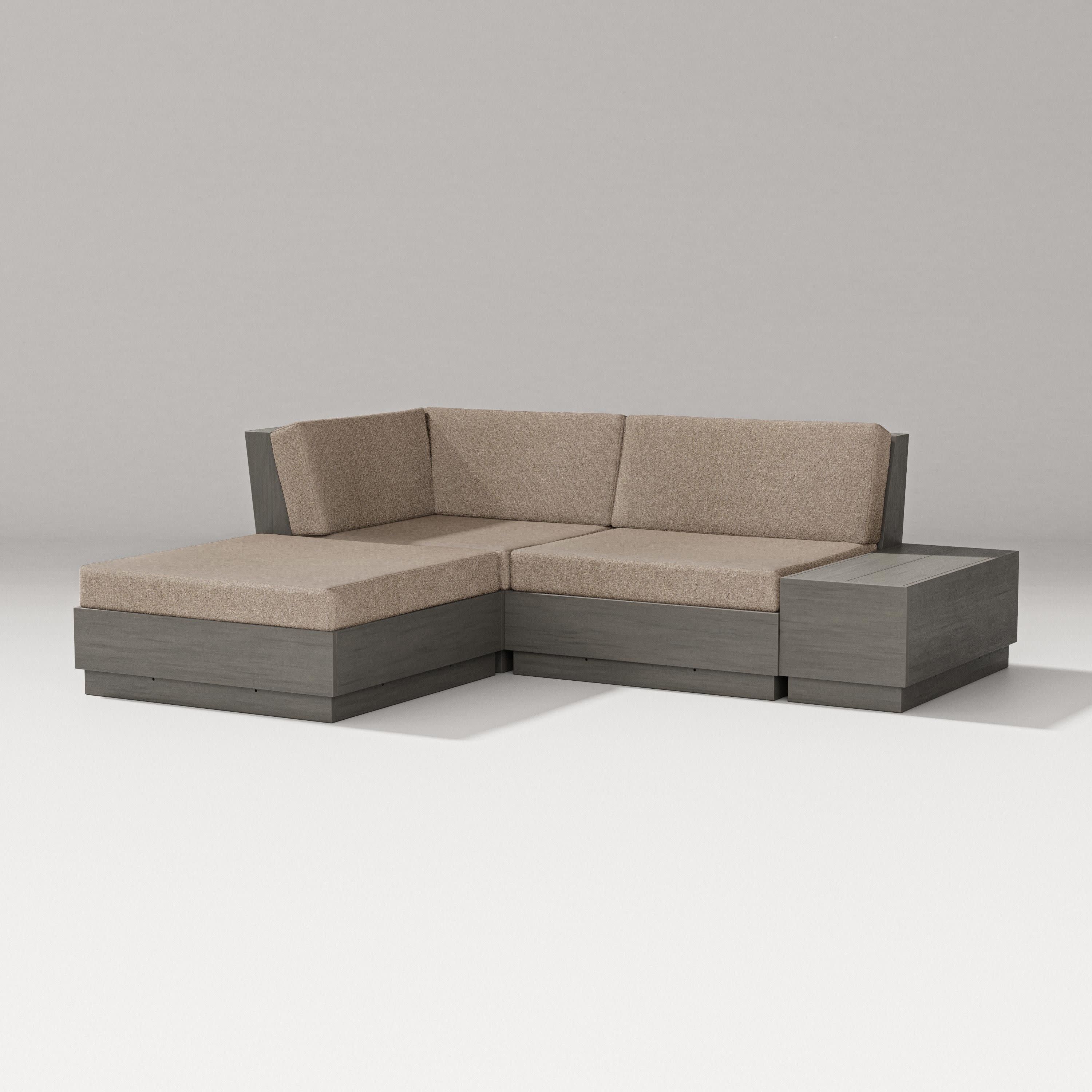 Elevate Loveseat Sectional with Chaise in Driftwood / Spiced Burlap