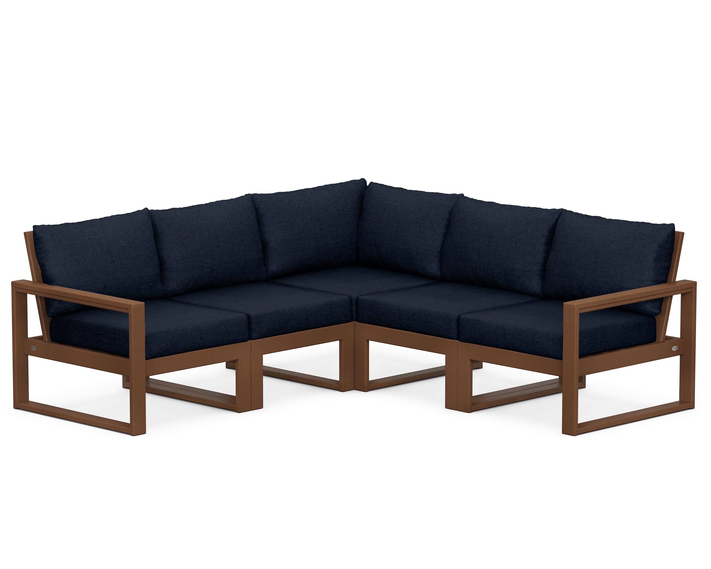 EDGE 5-Piece Modular Deep Seating Set in Teak / Marine Indigo
