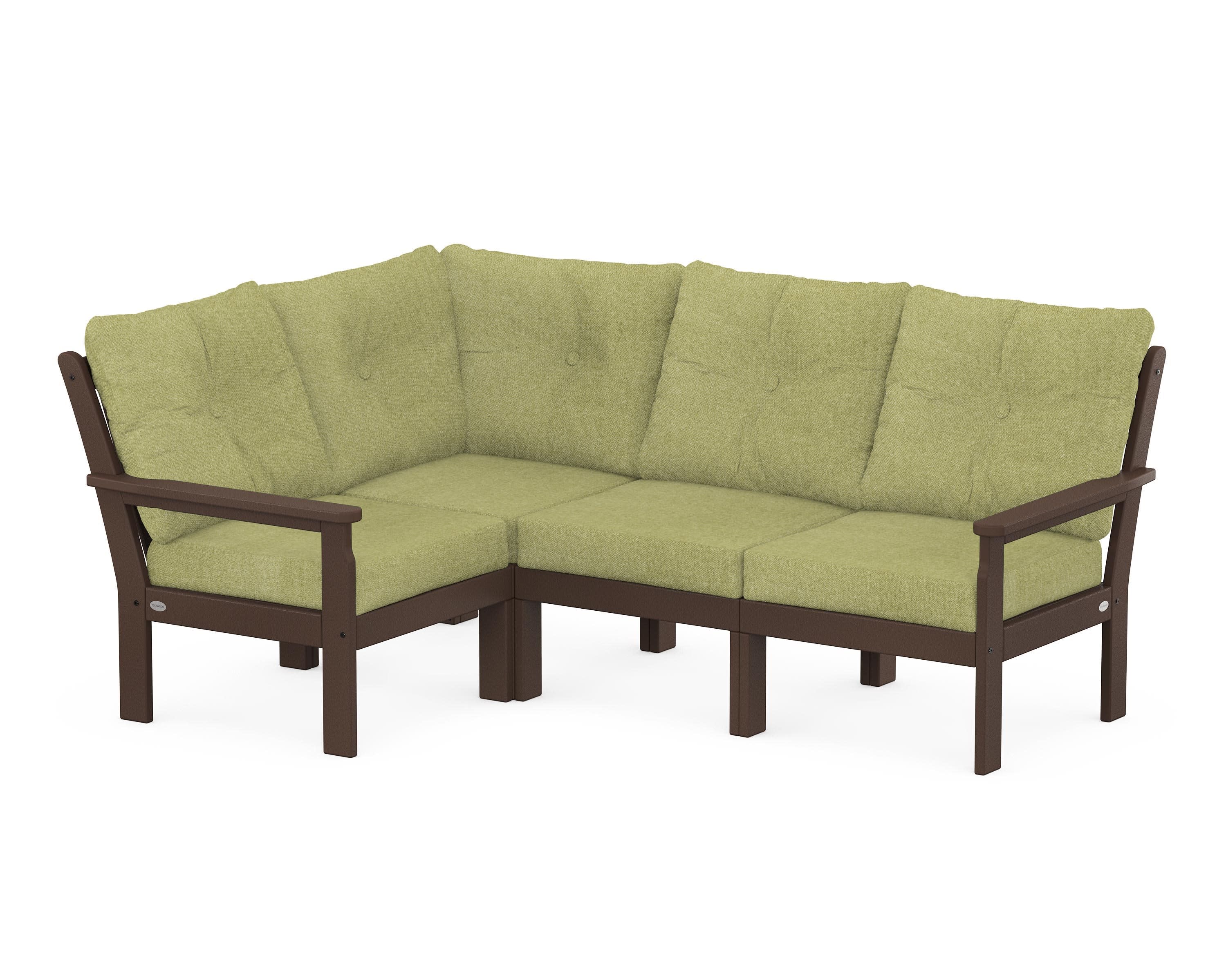 Vineyard 4-Piece Sectional in Mahogany / Chartreuse Boucle