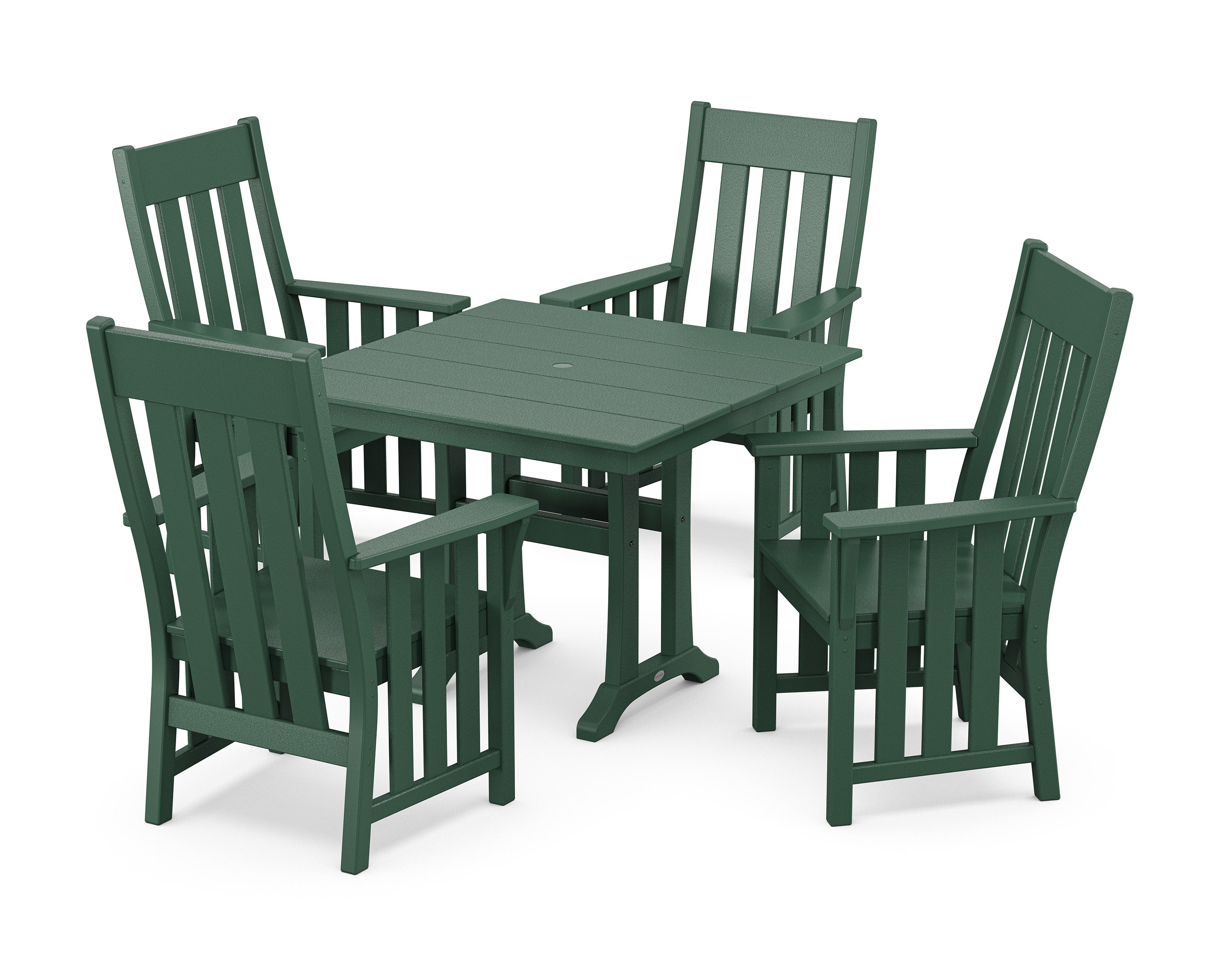 Acadia 5-Piece Farmhouse Dining Set with Trestle Legs in Green