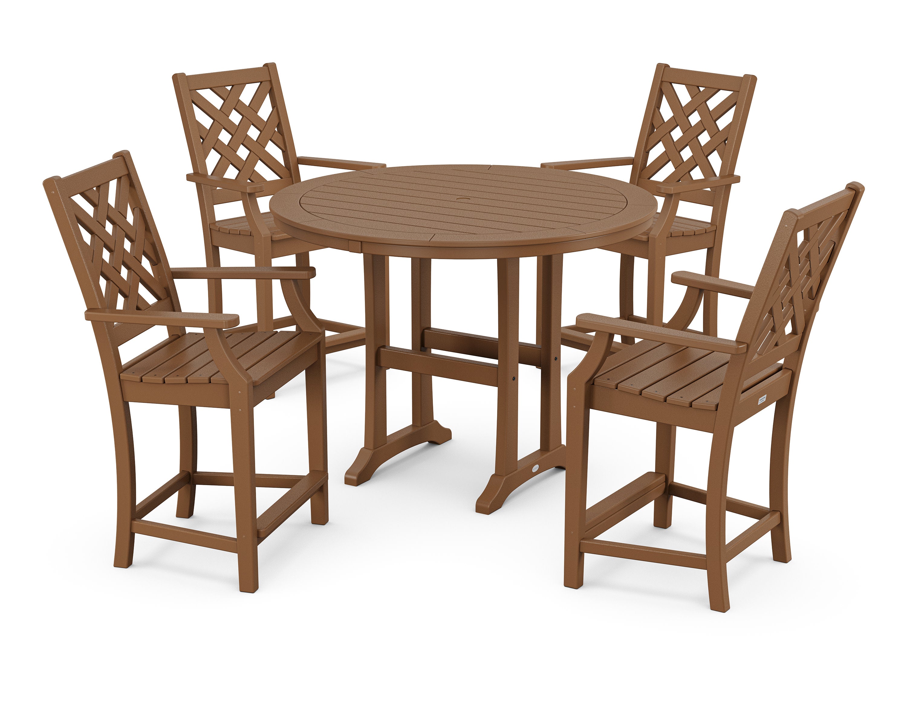 Wovendale 5-Piece Round Counter Set in Teak