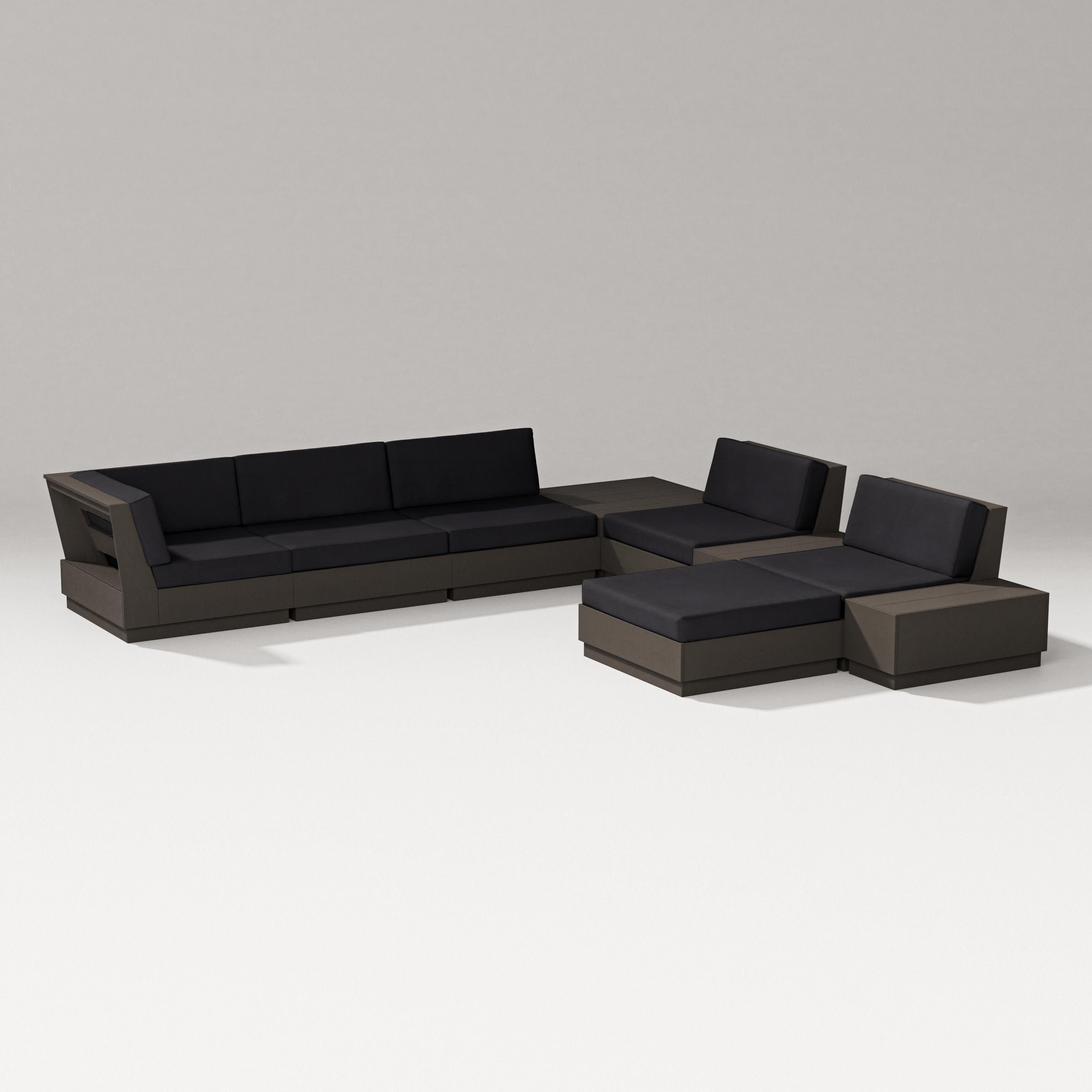 Elevate 9-Piece Conversation Sectional in Vintage Coffee / Midnight Linen