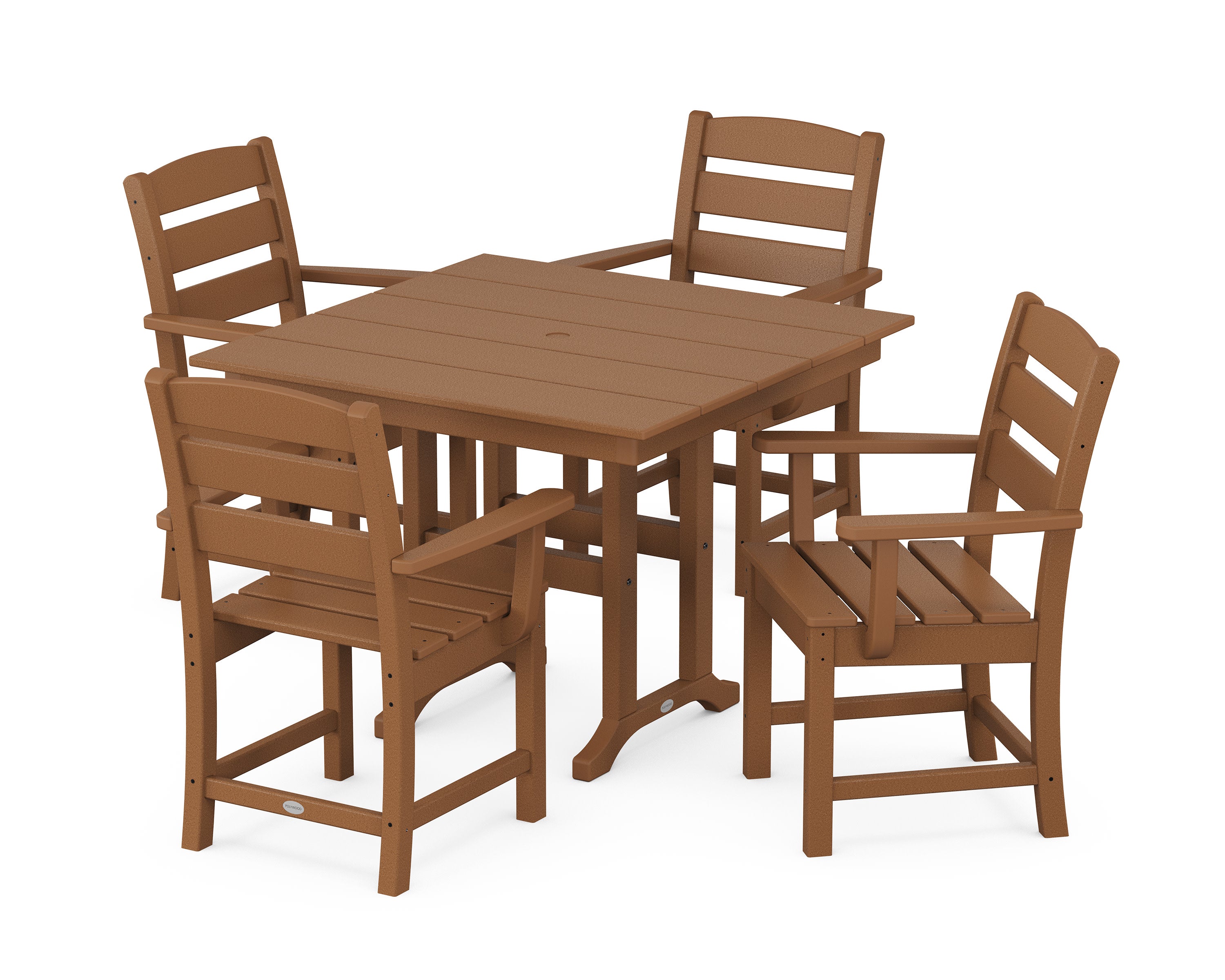 Lakeside 5-Piece Farmhouse Dining Set in Teak