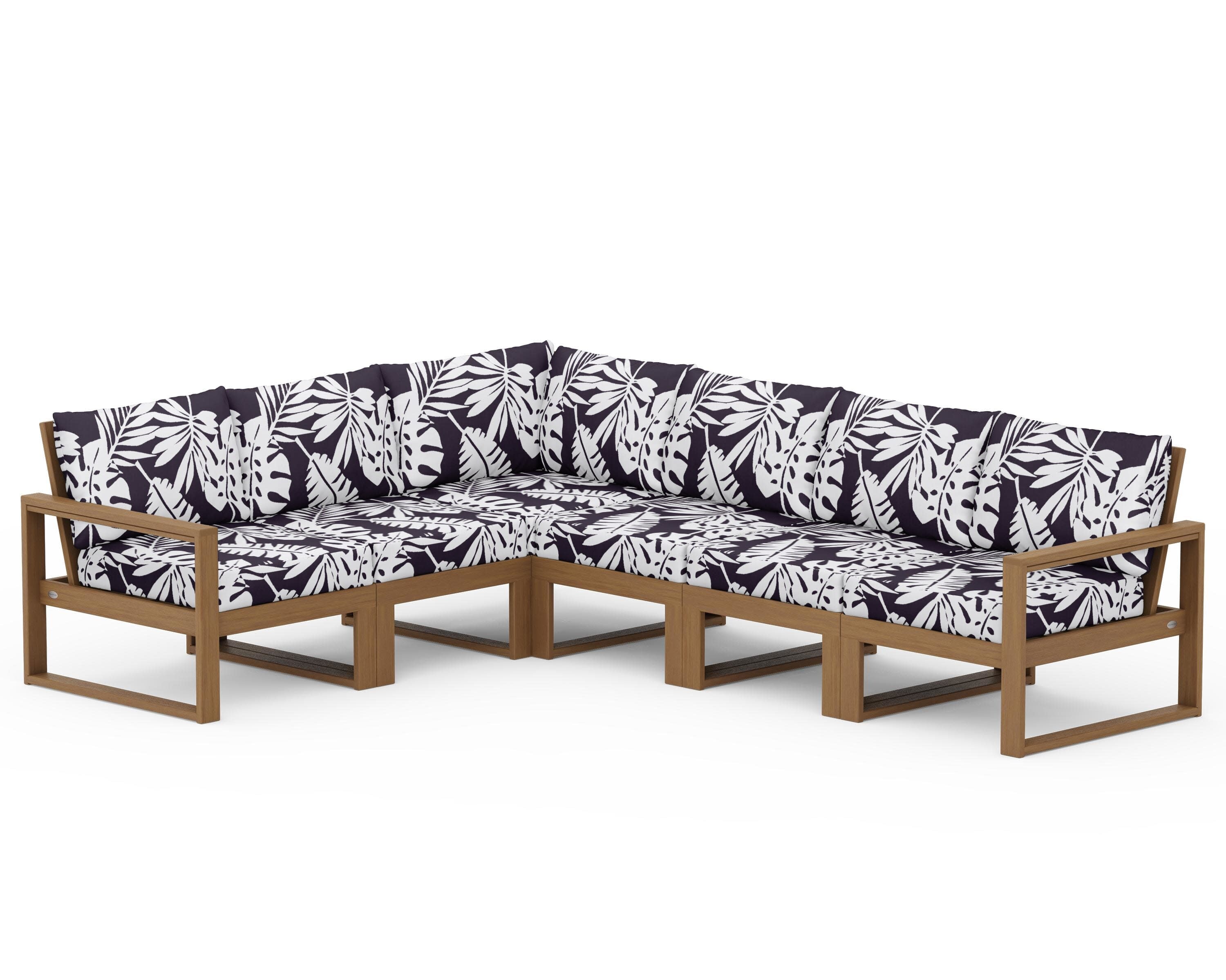 EDGE 6-Piece Modular Deep Seating Set in Natural / Leaf Navy