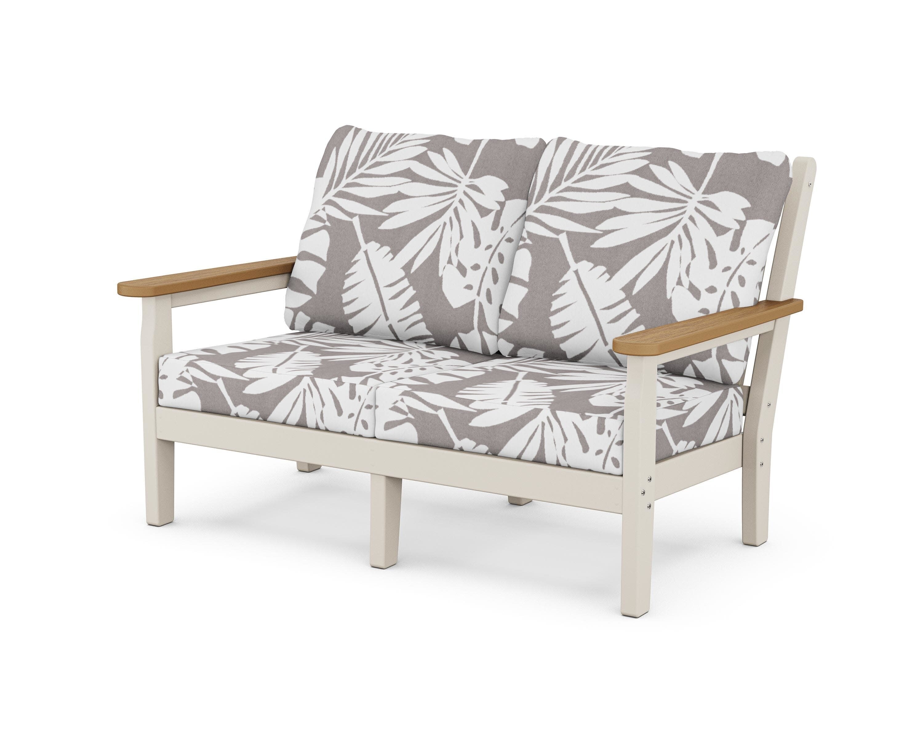 Chippendale Deep Seating Loveseat in Sand / Natural / Leaf Grey Mist