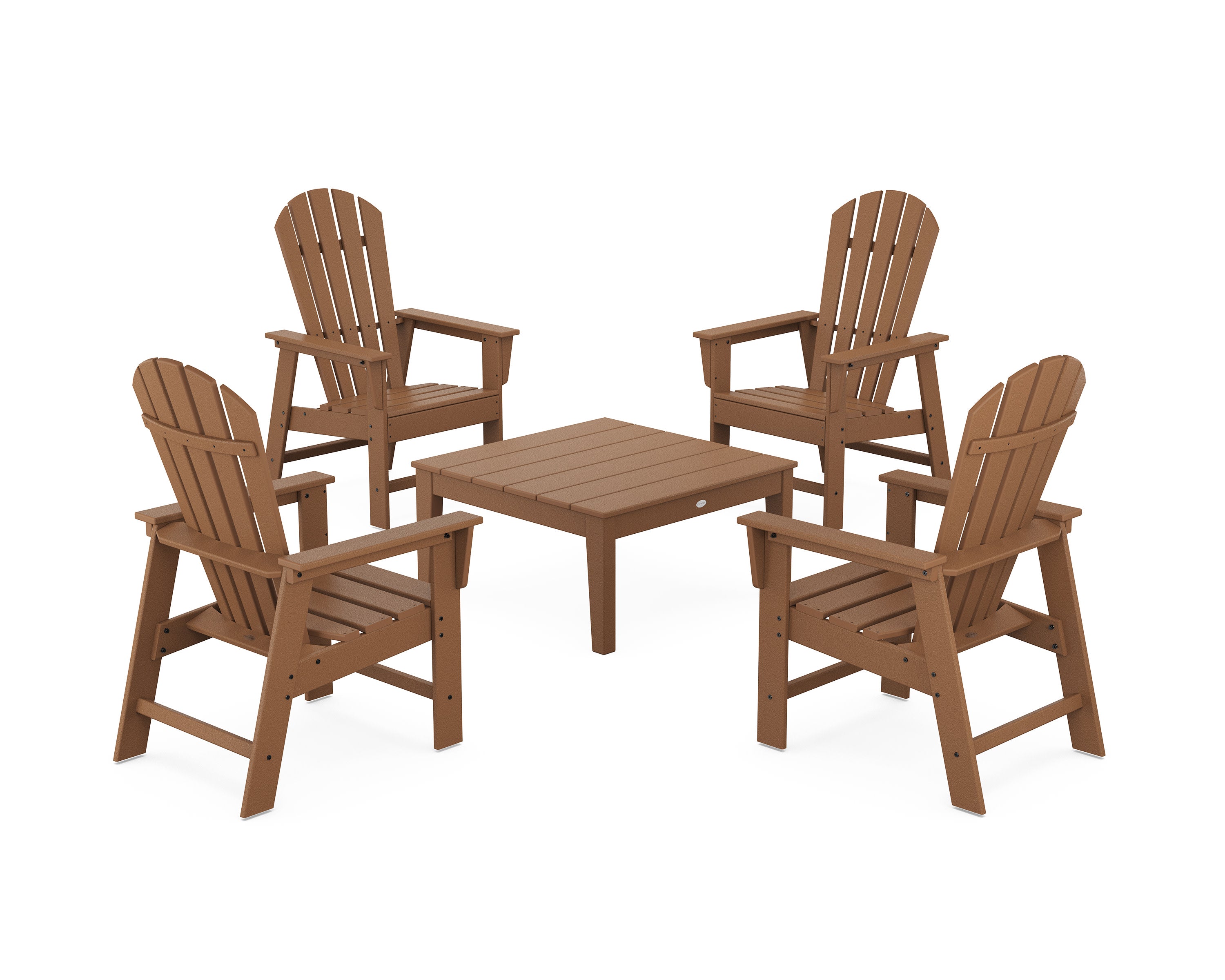 5-Piece South Beach Casual Chair Conversation Set with 36" Conversation Table in Teak