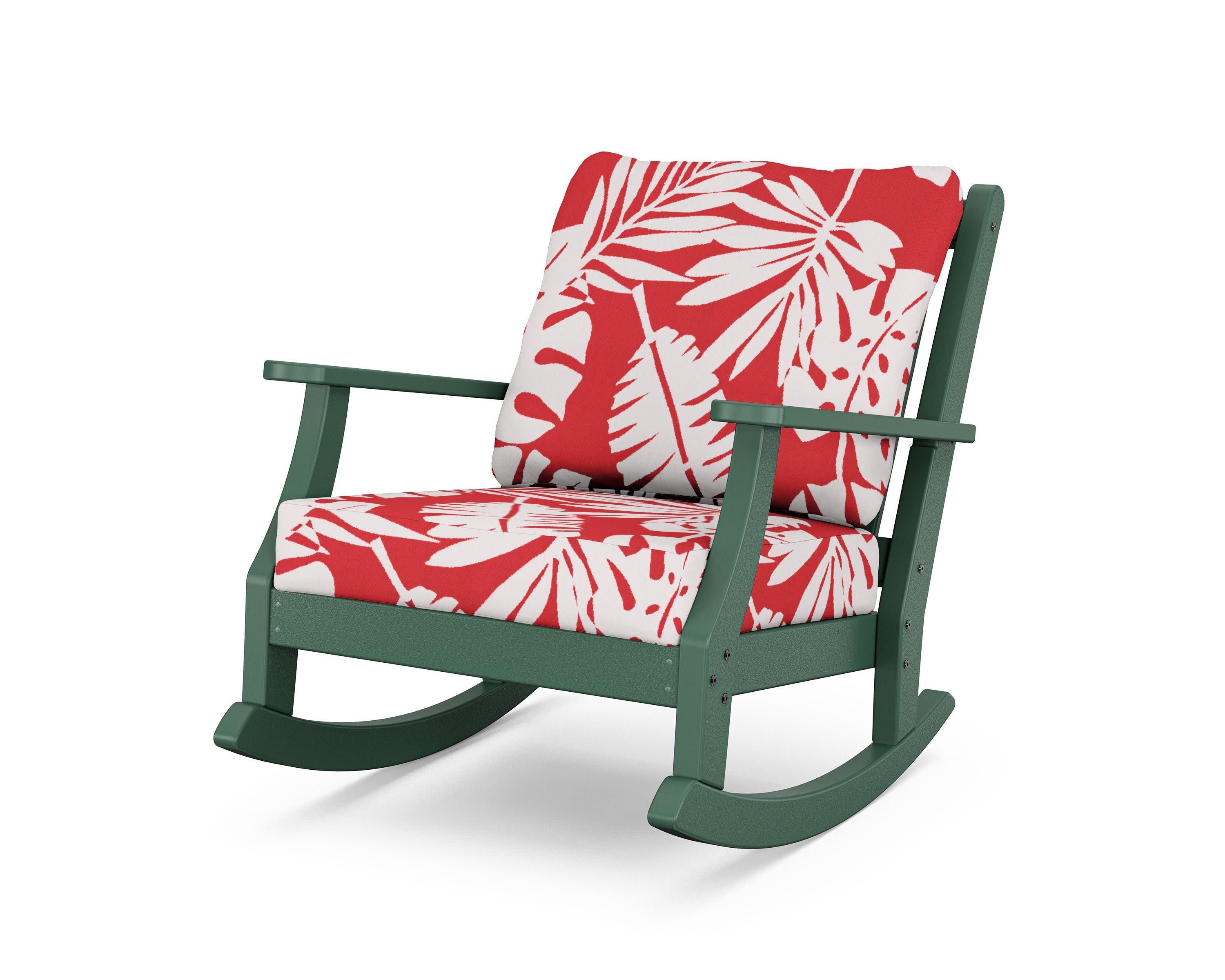 Wovendale Deep Seating Rocking Chair in Green / Leaf Crimson
