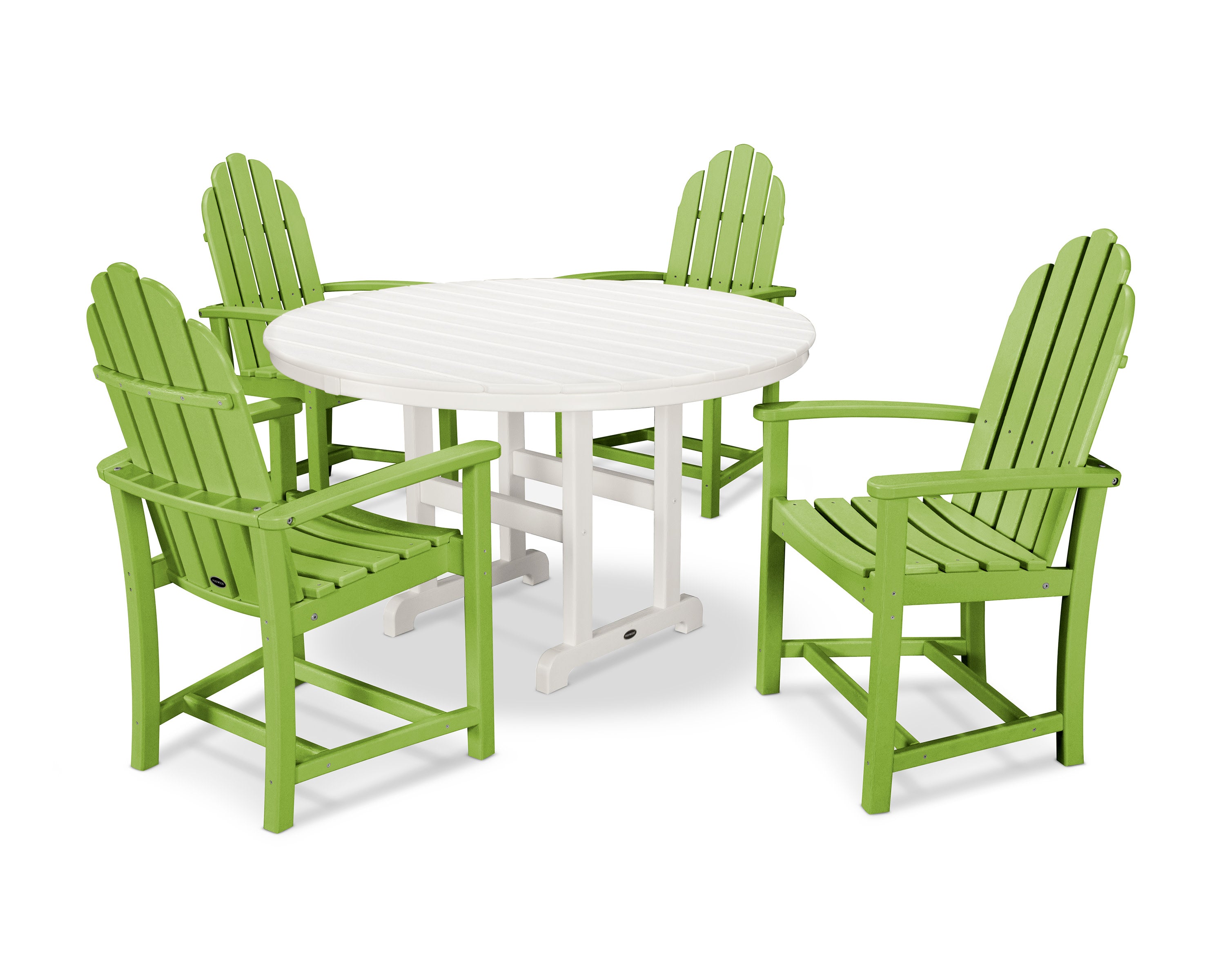 Classic Adirondack 5-Piece Round Farmhouse Dining Set in Lime / White
