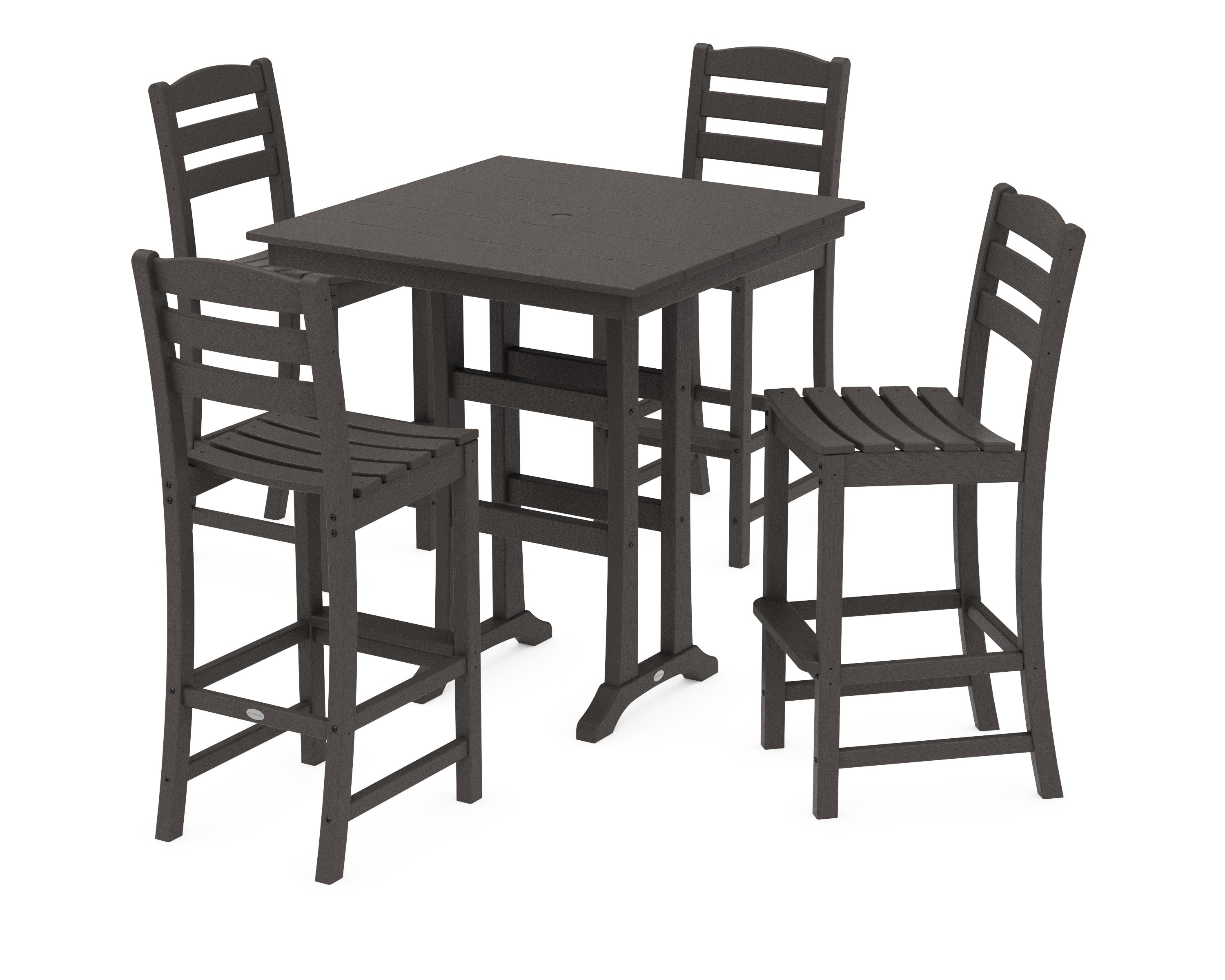 La Casa Caf 5-Piece Farmhouse Trestle Bar Set in Vintage Coffee