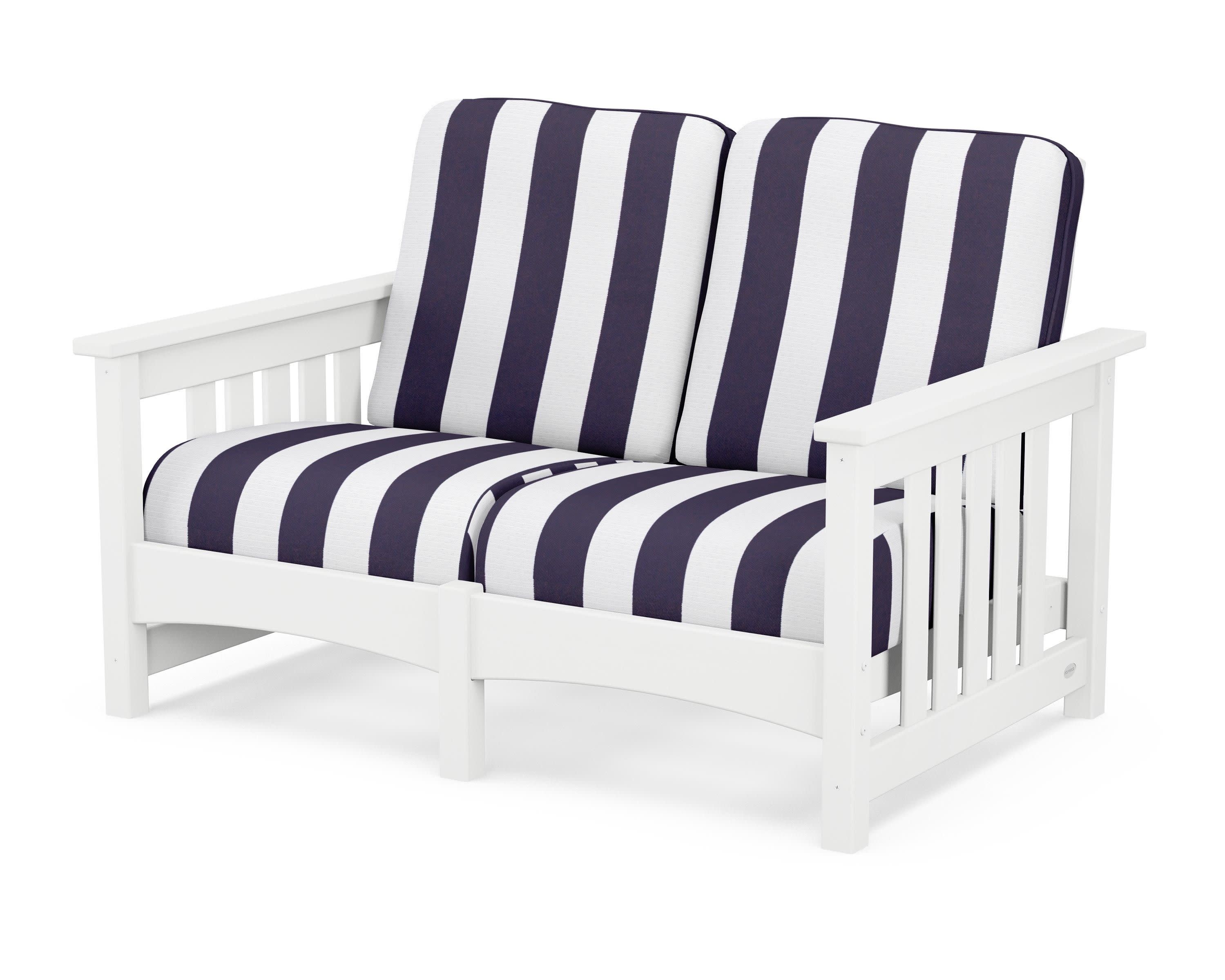 Club Mission Loveseat in White / Cabana Stripe Navy