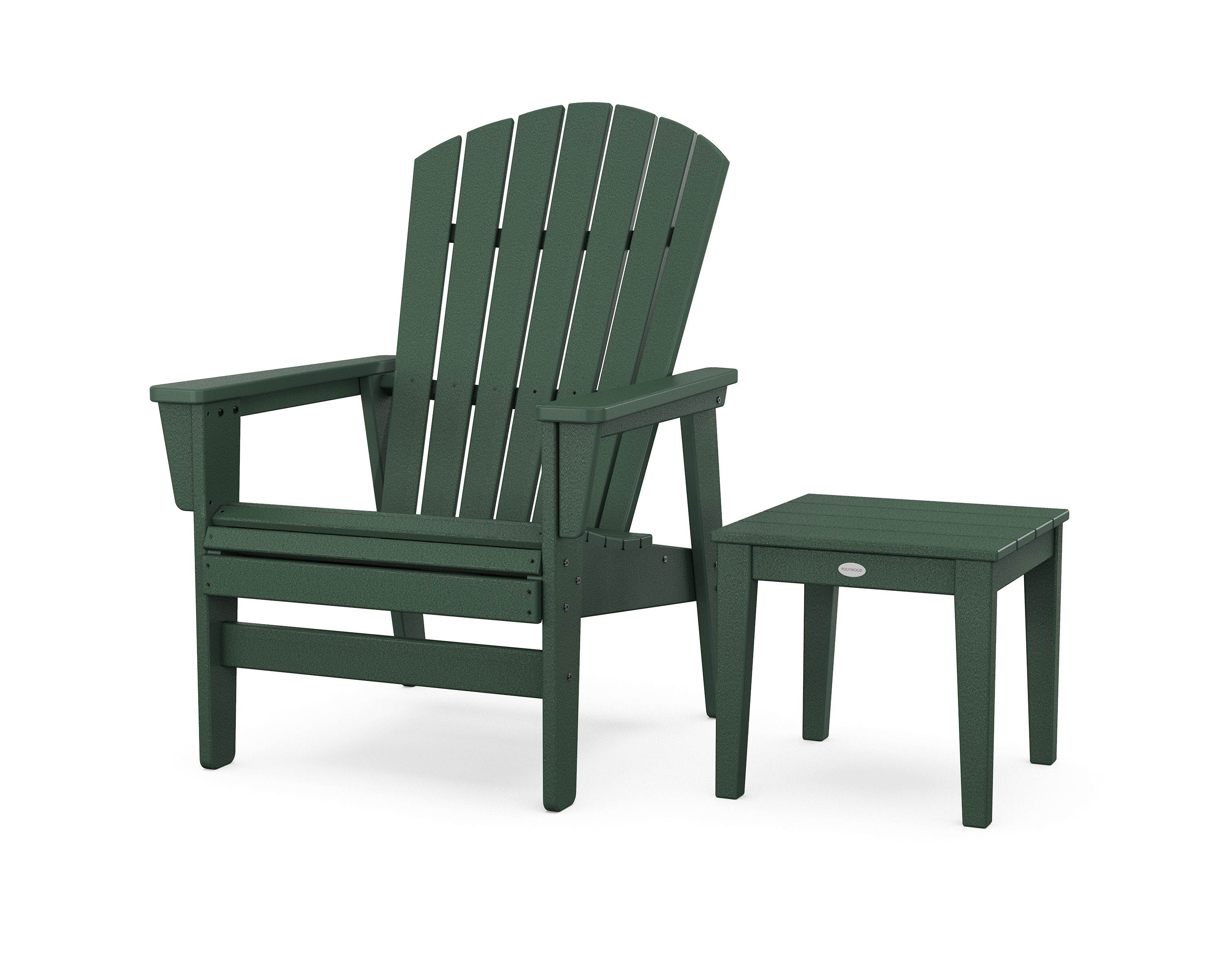 Nautical Grand Upright Adirondack Chair with Side Table in Green