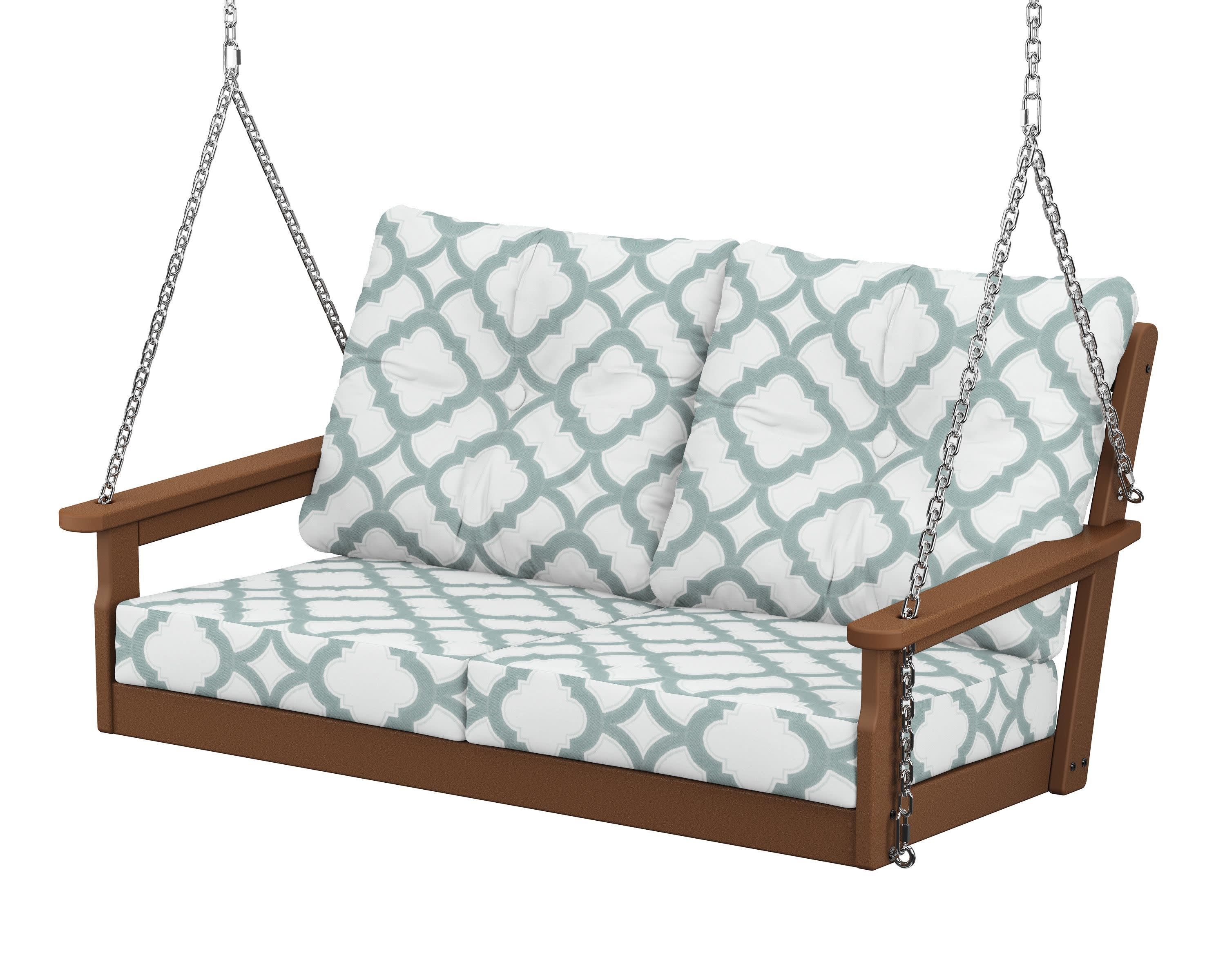 Vineyard Deep Seating Swing in Teak / Trellis Glacier Spa